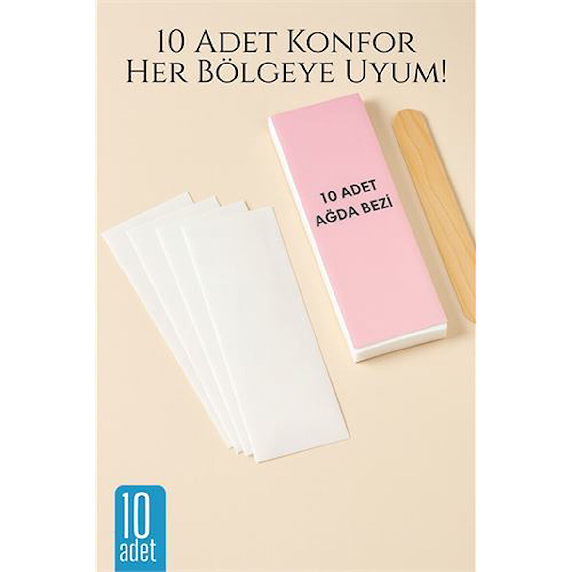 10’lu Ağda Bezi Seti + Spatula | Her Bölgeye Uyumlu | Evde Pratik Tüy Alma İçin