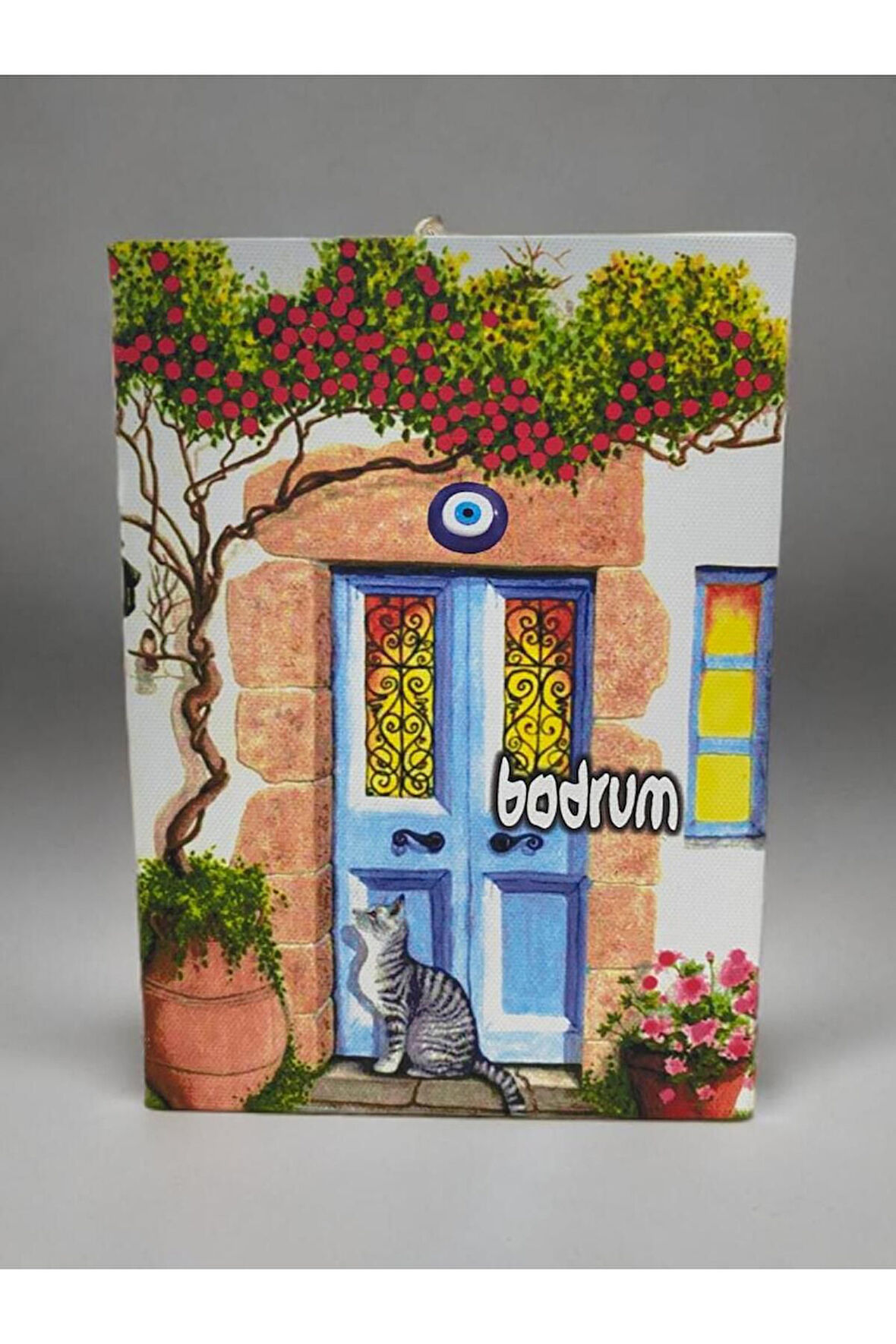 BODRUM Temalı Duvar Süsü Tablo Pano 13cm x 17 cm Yeşil-13 x 17