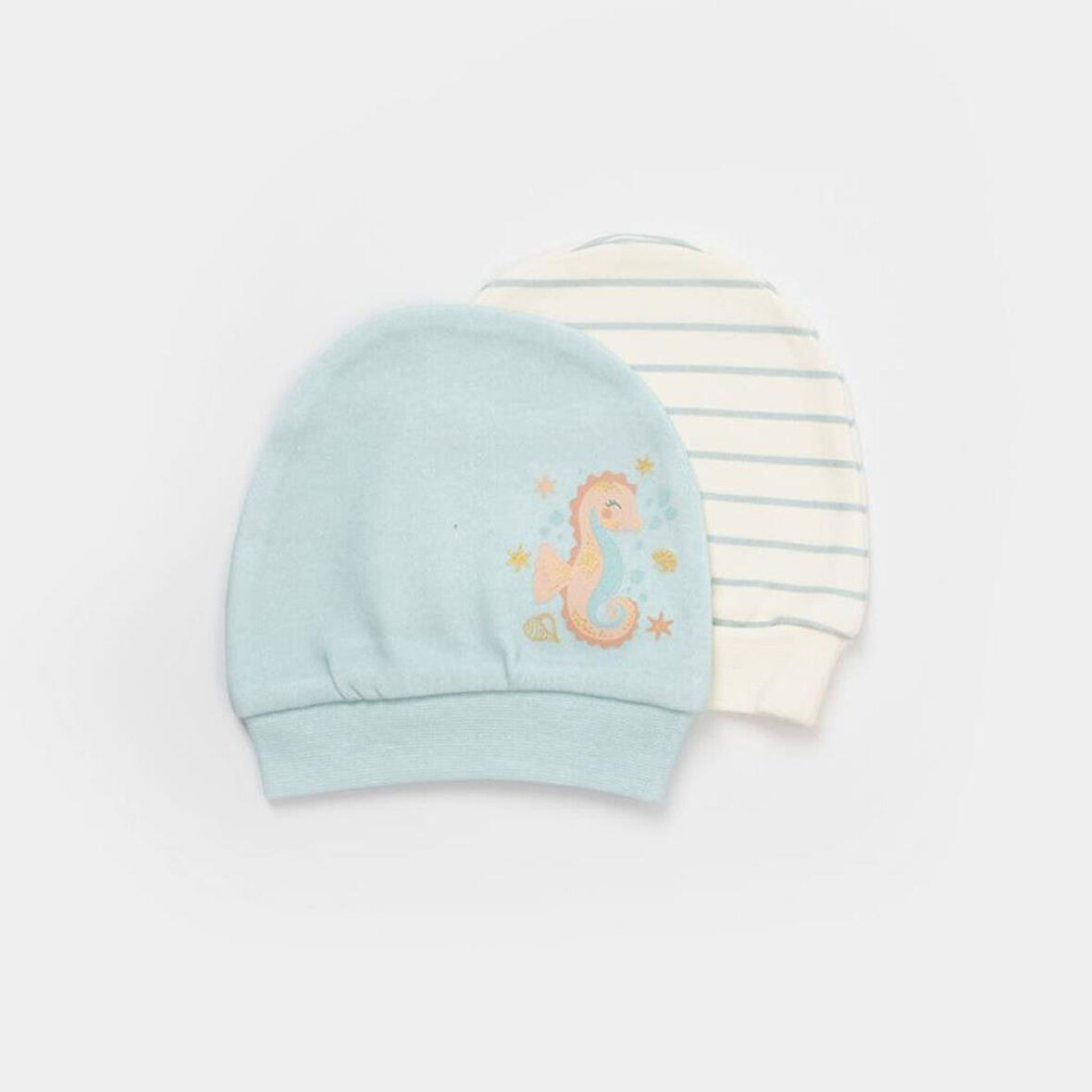 Save The Seahorse 2'Li Bebek Şapka 72231 Bej-Mint