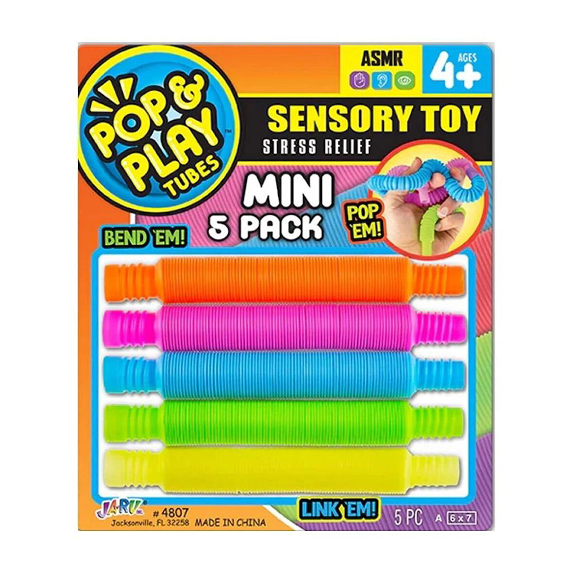 04807 -SUN-JRU-POP PLAY TUBES DUYUSAL STRES  OYUNCAĞI MİNİ 5Lİ 2A KRTL