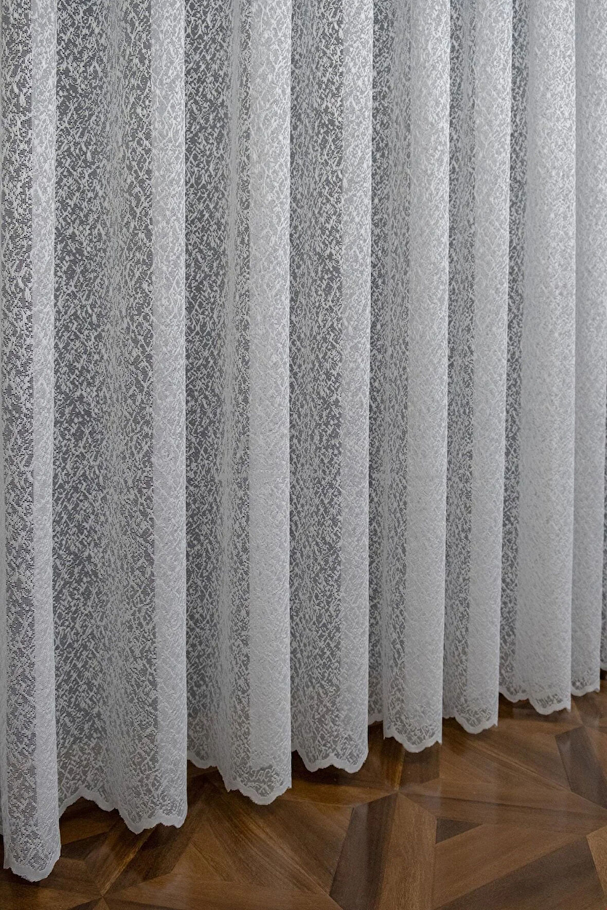 Farbateks Dikim Ekru Krem Ilisyon Desen Yeni Tasarım Desen 3kat Pileli Ütü Istemez Tül Perde