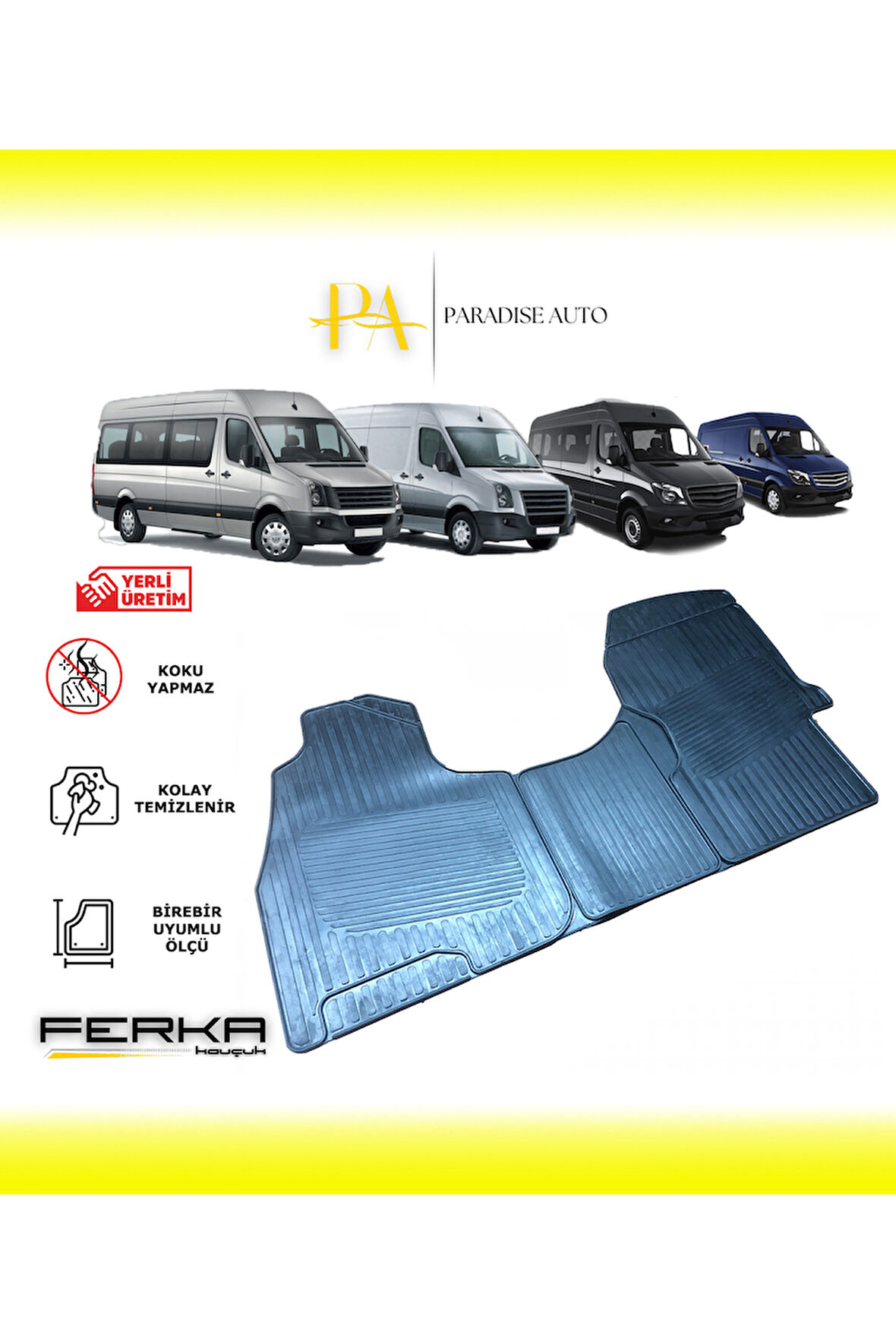 Volkswagen Crafter 3 Parça 2006-2018 Uyumlu Oto Paspas