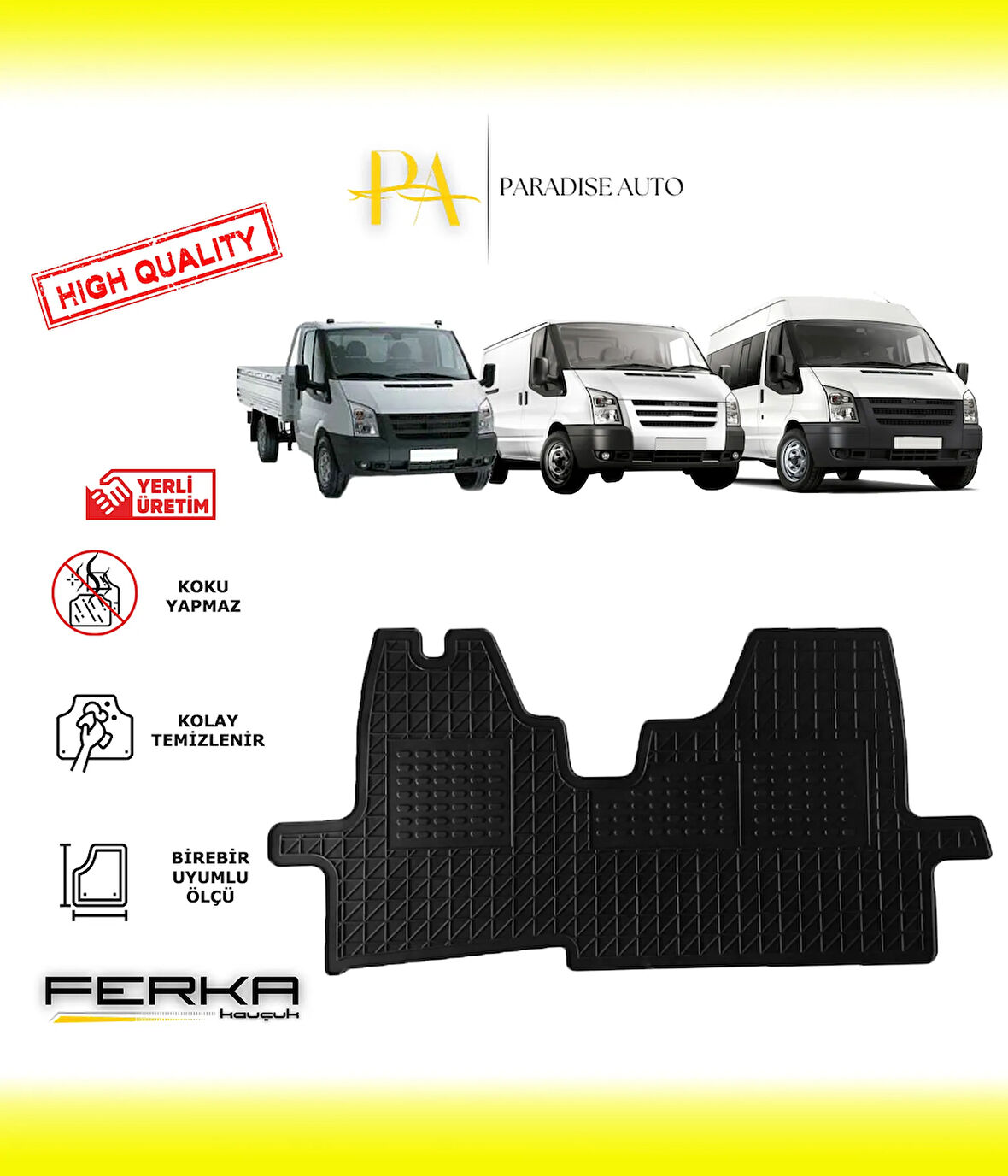 Ford Transit 2007-2014 Yüksek Kaliteli Uyumlu Oto Paspas