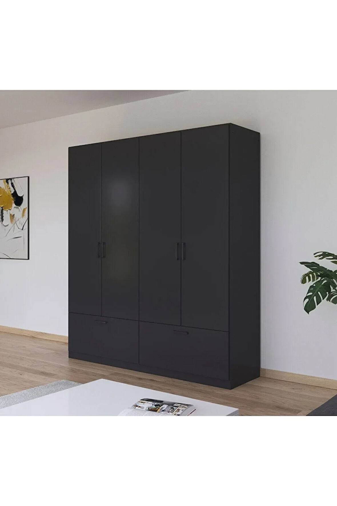 Alev Giyinme Dolabı - Çok Amaçlı Dolap - Gardırop 180 Cm-4 Kapaklı-2 Çekmeceli