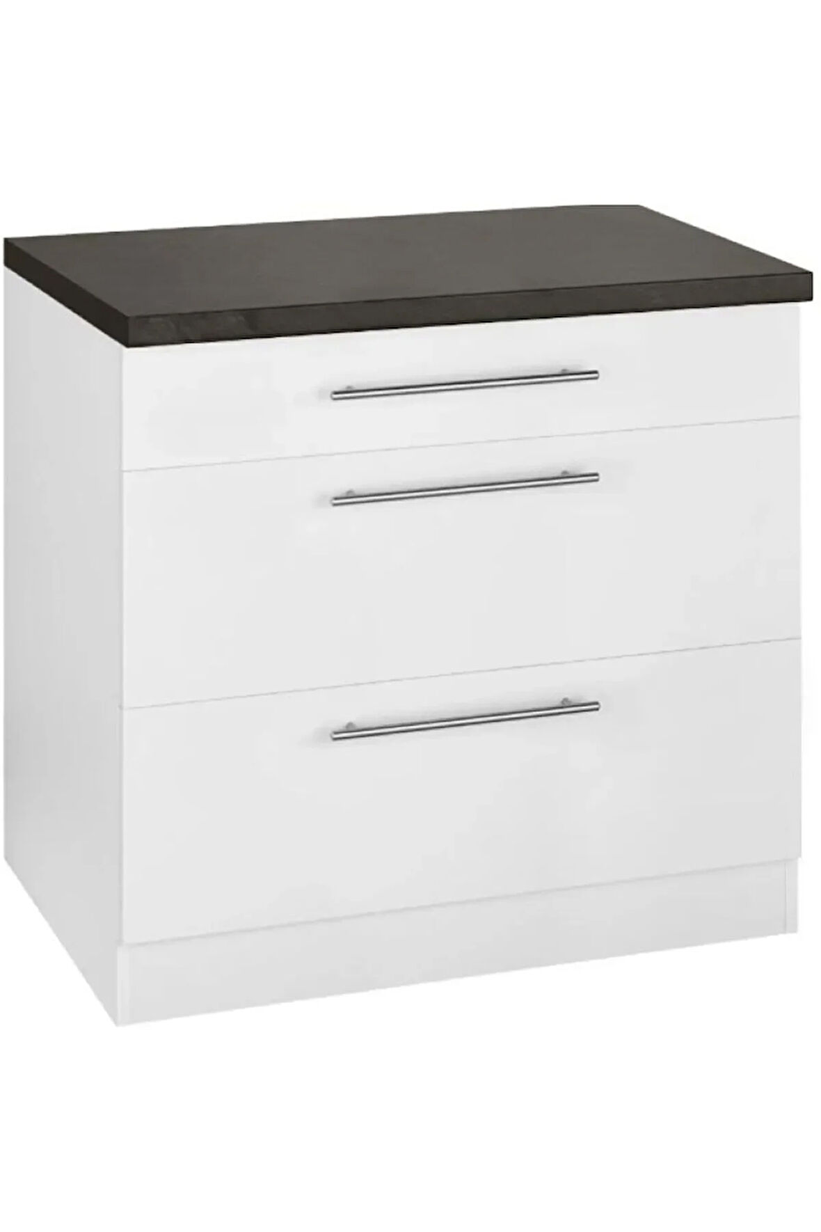 Aysel Mutfak Çekmeceli Alt Modül 70 Cm Beyaz -Antrasit Tezgah Dahil