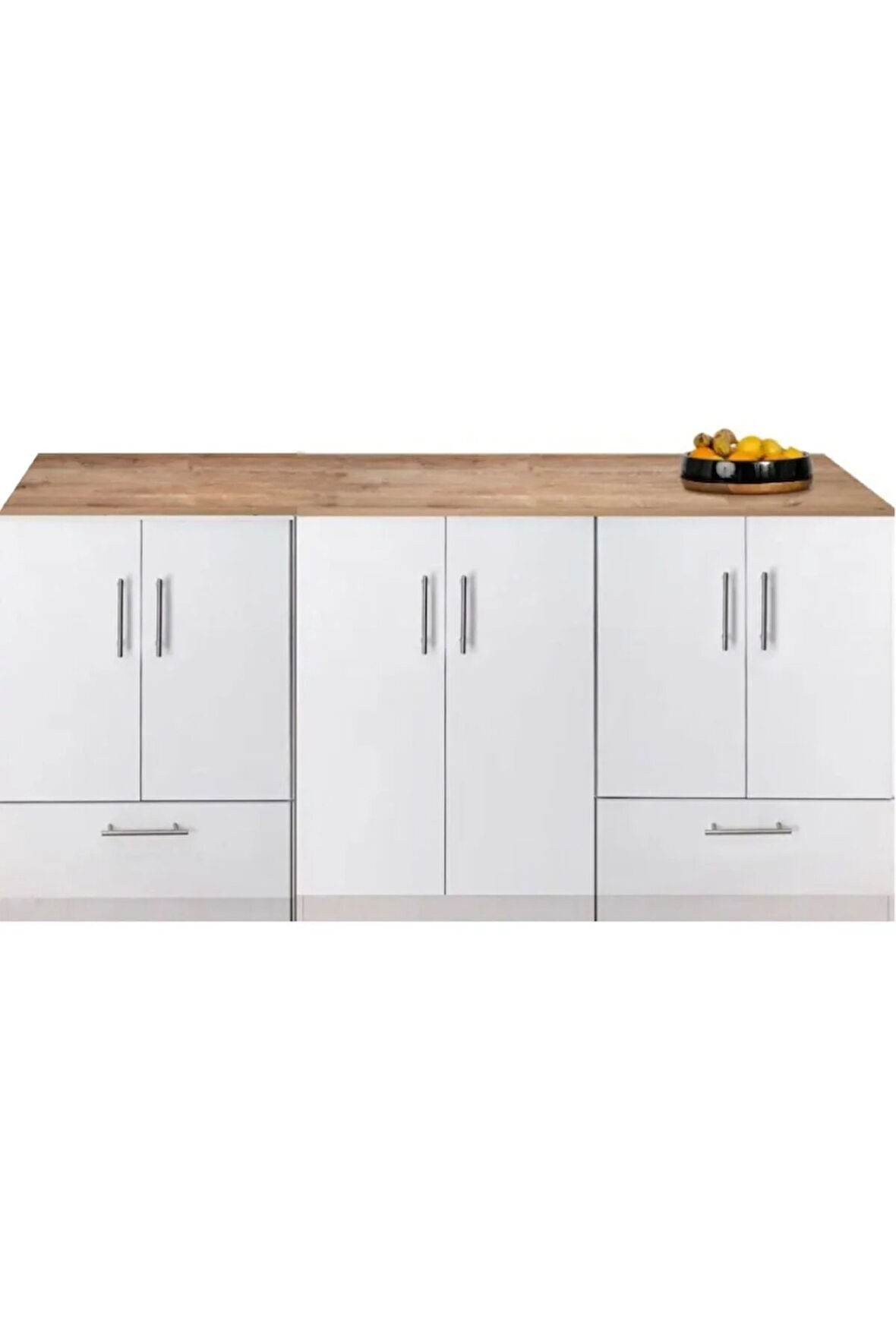 Cen Mutfak Çekmeceli Alt Modül 180 Cm Beyaz- Tezgah Dahil-Çok Amaçlı Dolap-Kahve Köşesi-Mat