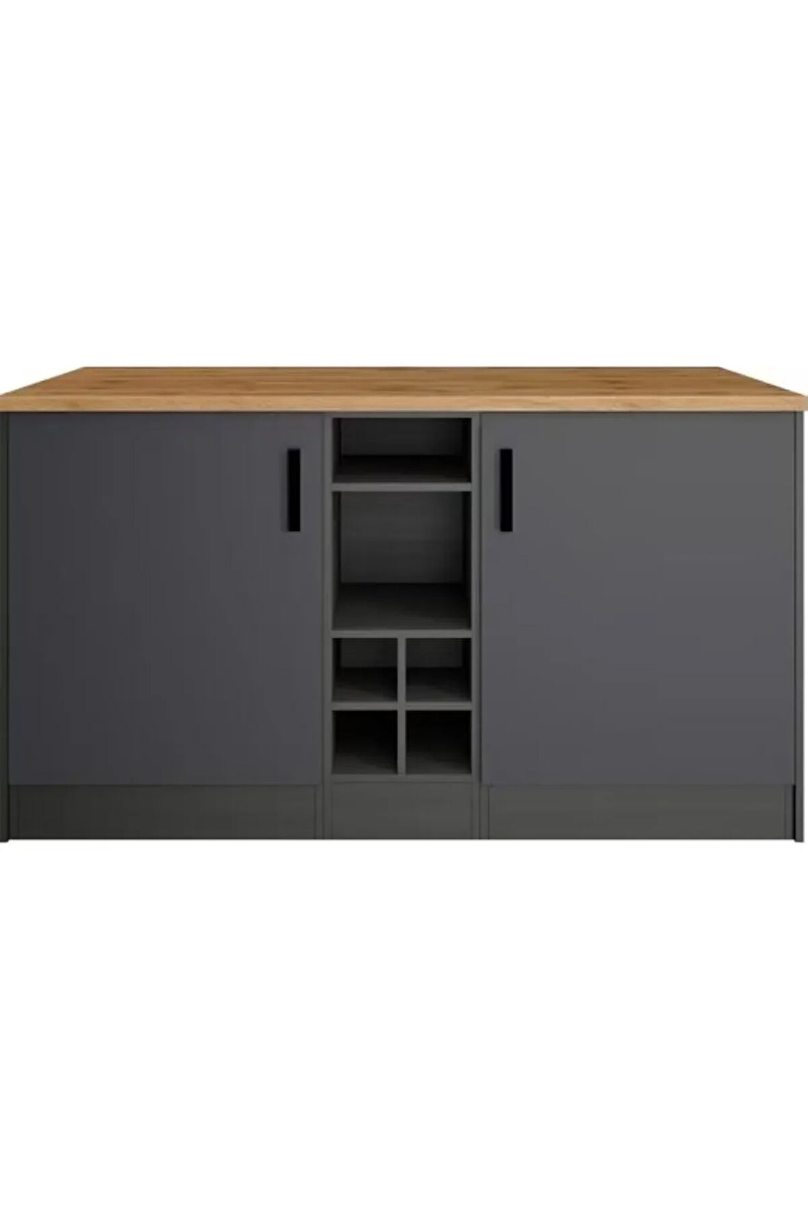 Helios Mutfak Alt Modül 2 Kapaklı -150 Cm Antrasit-tezgah Dahil