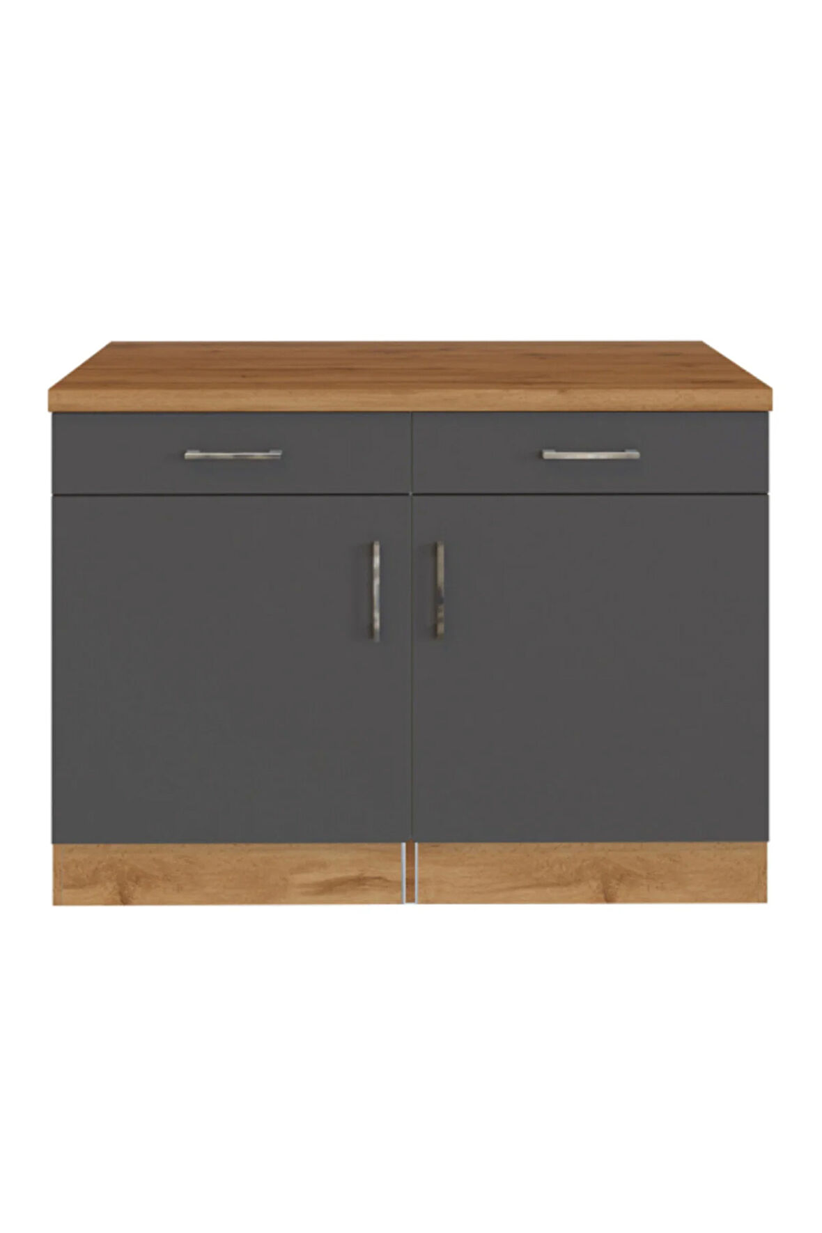 Lale Mutfak 2 Çekmeceli 2 Kapaklı Alt Modül -120 cm - Çok Amaçlı Dolap -Tezgah Dahil