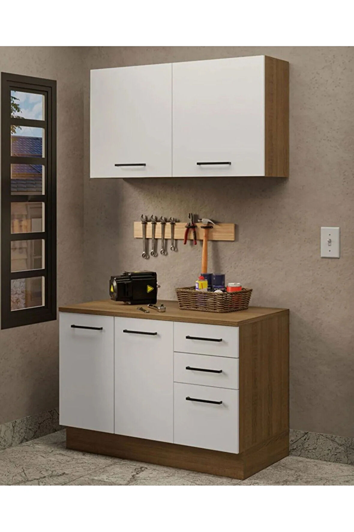 Milot Çok Amaçlı Dolap-Mikrodalga-Erzak-Airfryer-Mutfak-Kiler Dolabı-Kahve Köşesi-Beyaz-120 cm