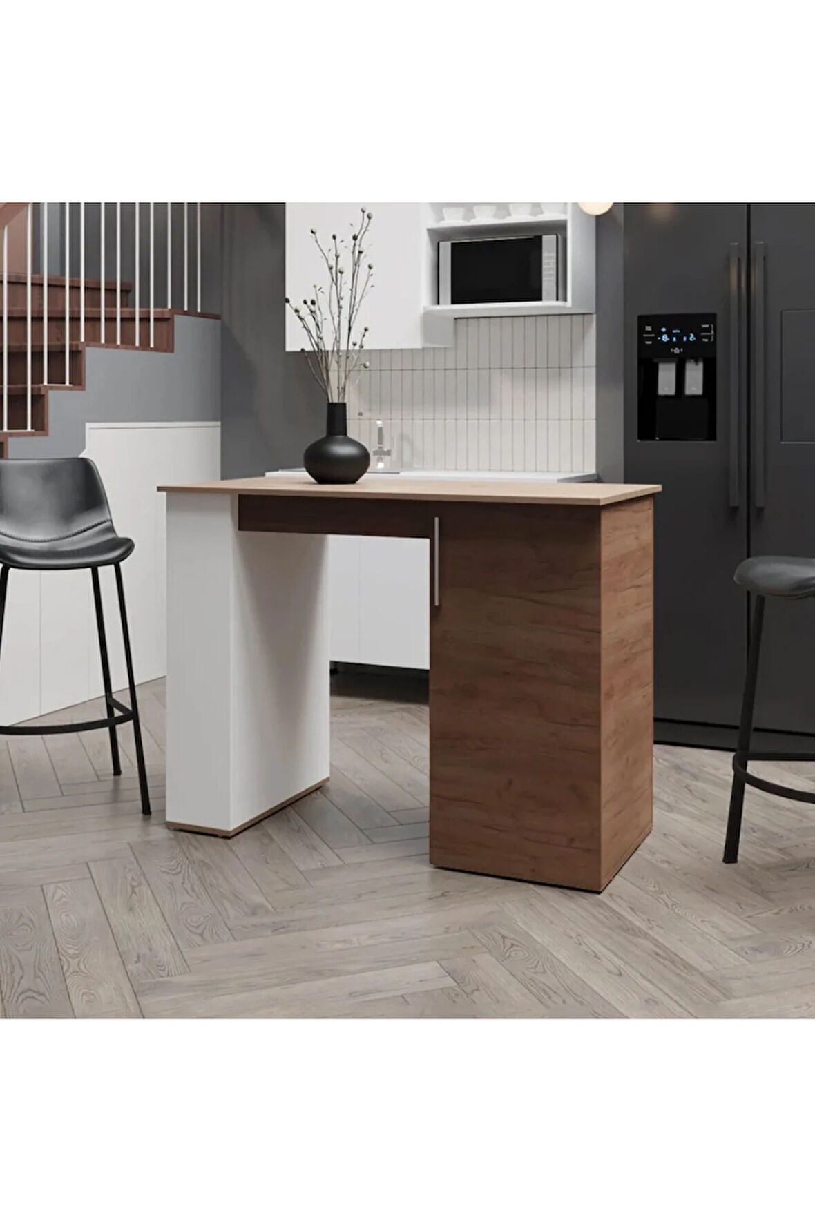 Nora Mutfak Adası -alt Modül-120 Cm Beyaz -Atlantikçam-Çok Amaçlı Dolap-Masa