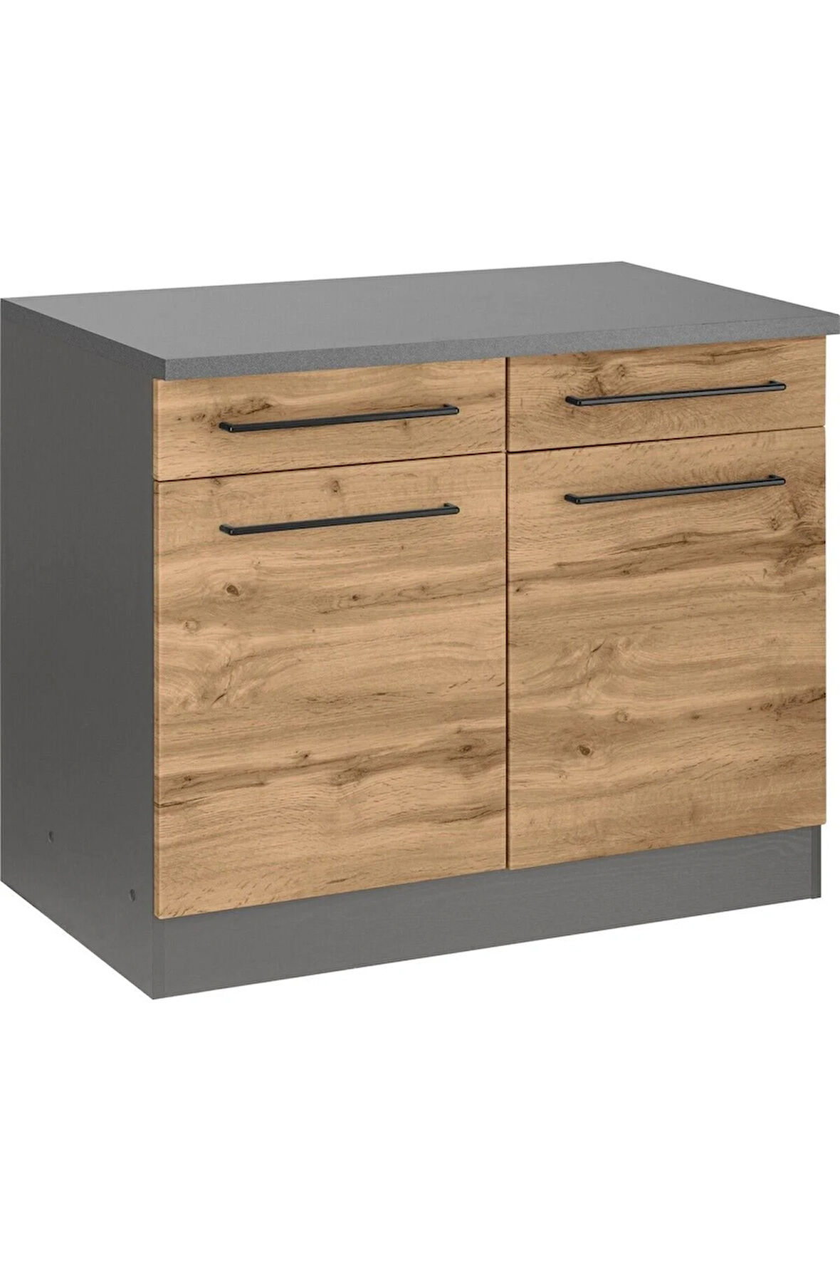 Odin Mutfak Çekmeceli Alt Modül - Dolap 100 Cm Antrasit-meşe/ Tezgah Dahil