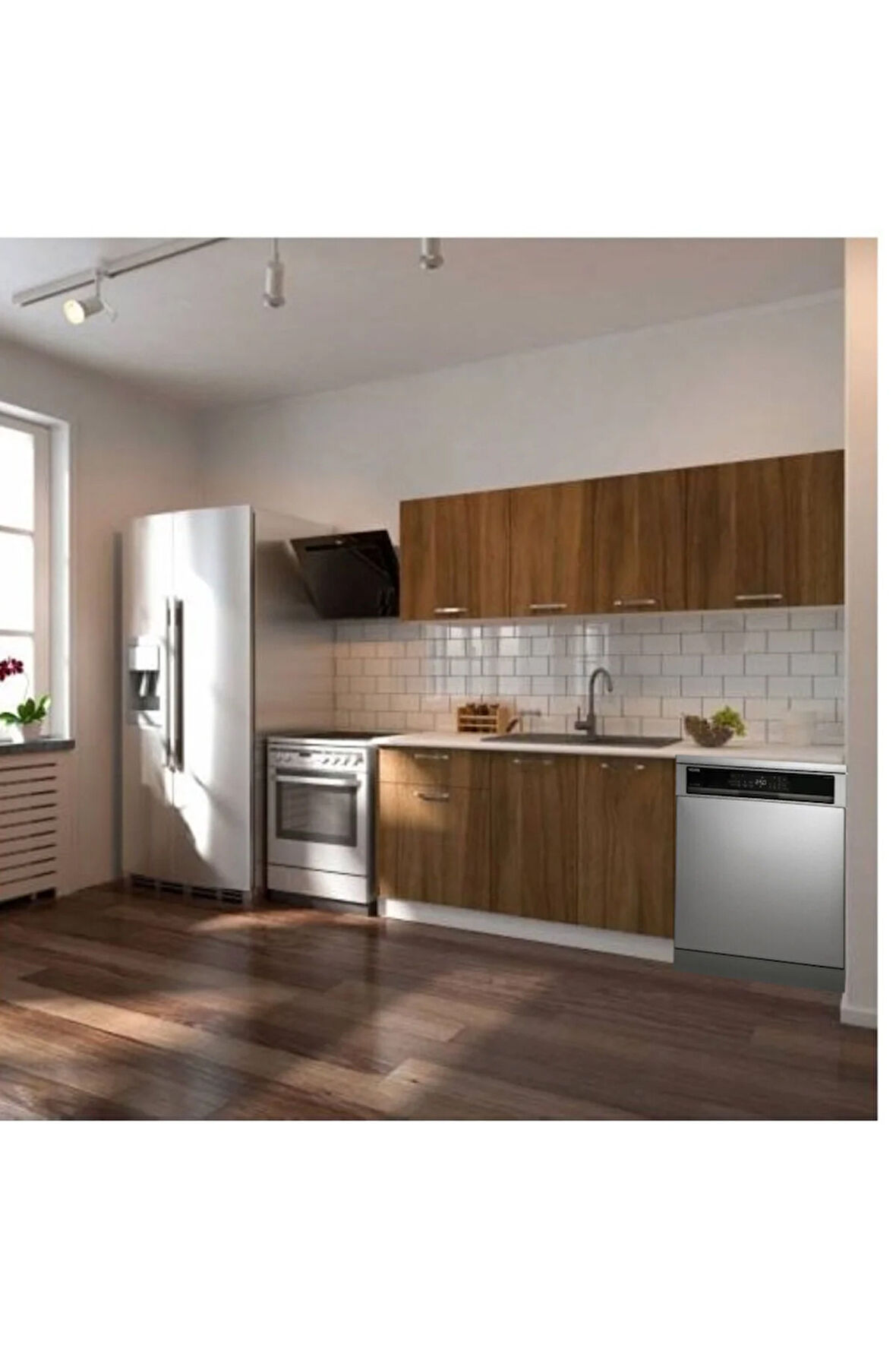 Patos Hazır Mutfak Dolabı 200 Cm -Beyaz Laminat Tezgah Dahil-Bulaşık Makinesi Yeri Mevcut