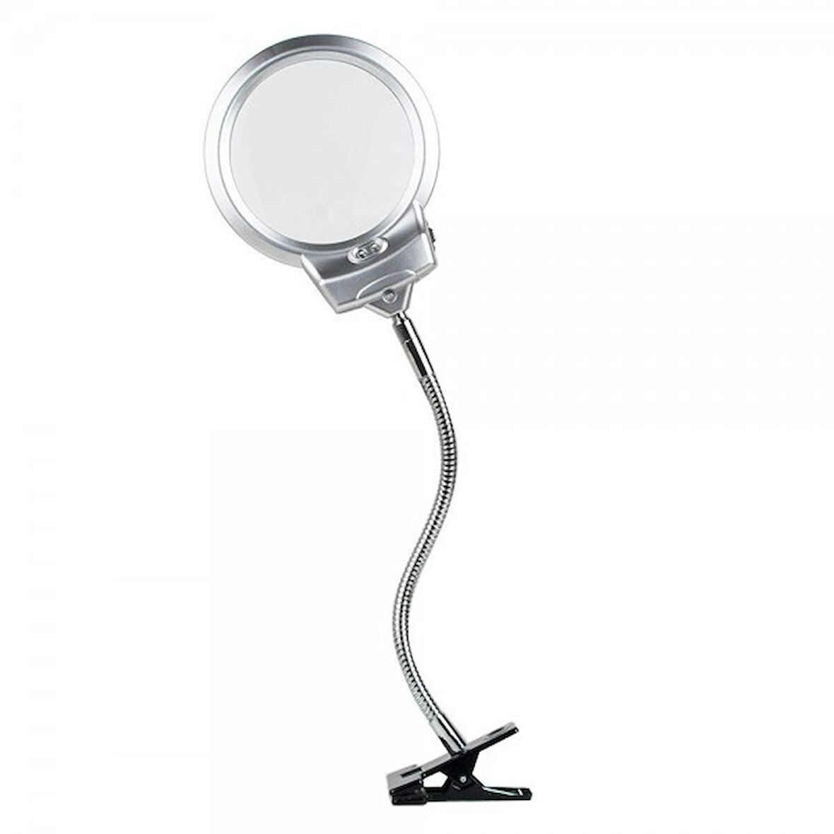 2.5X130 Mm 5X24 Mm Led Aydınlatmalı Büyüteç Masa Üstü Metal Hortum Mandallı Mg15124-C
