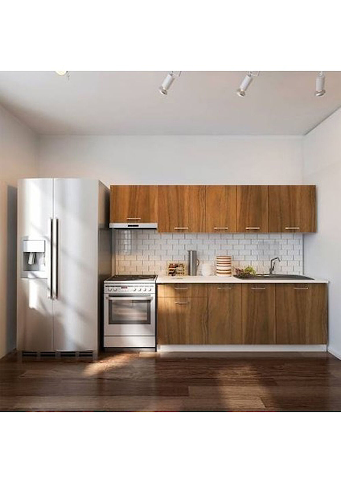 Tdesigno Parla Hazır Mutfak Dolabı 260 Cm - Tezgah Dahil - Ceviz