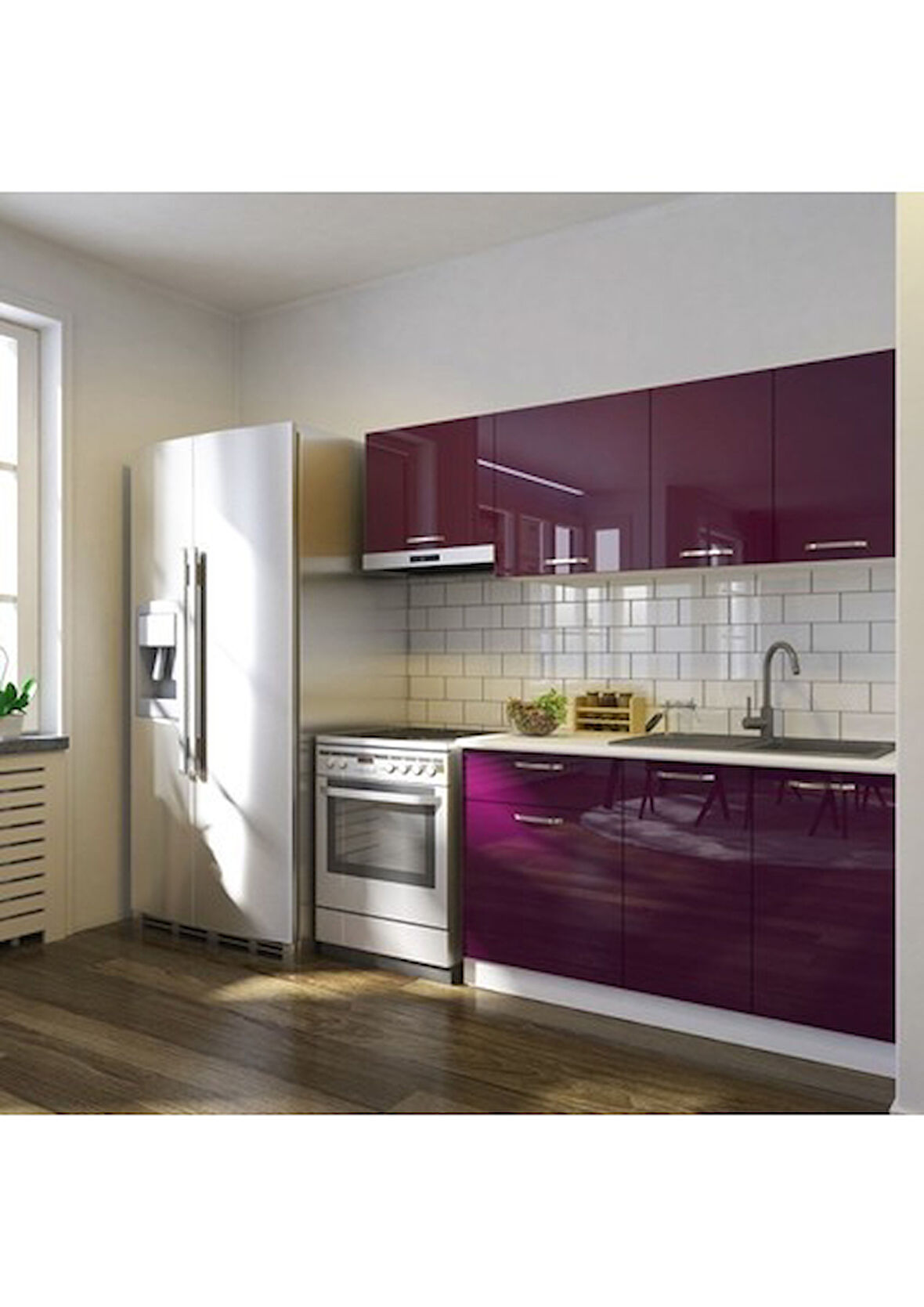 Tdesigno Lida Hazır Mutfak Dolabı 200 Cm - Tezgah Dahil