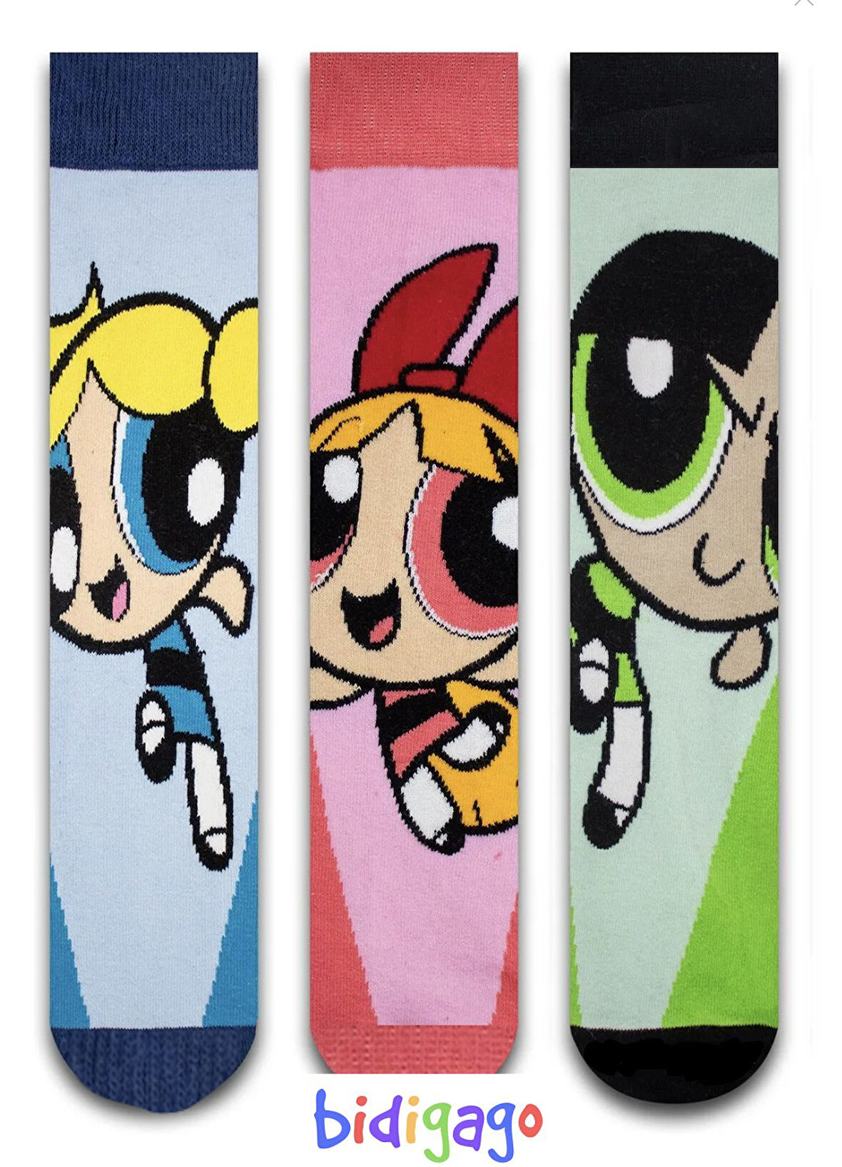 Powerpuff Girls 3'lü Set Renkli Çorap