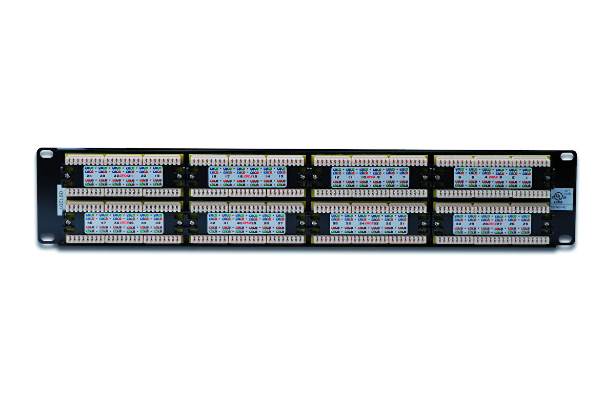 Digitus 19 Inch CAT 6 UTP Patch Panel, Zırhsız, 48 port RJ45, 8P8C, LSA, 2U Siyah renk RAL 9005