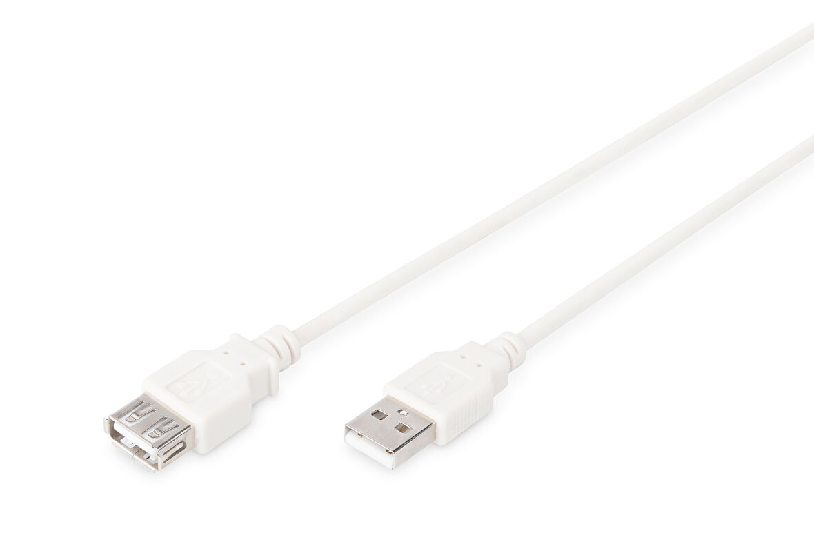 USB 2.0 Uzatma Kablosu, USB A, Erkek - USB A Dişi, AWG 28, 1.8 metre, USB 2.0 uyumlu, UL, bej renk
