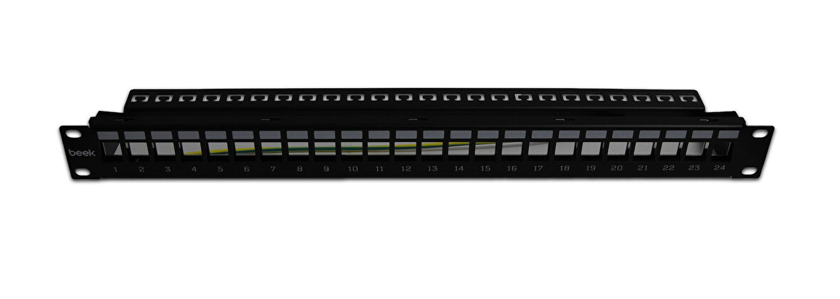 Beek 19  1U 24 port Modüler Patch Panel, Zırhlı/Shielded (Keystone Jacklar haricen temin edilmelidir)&lt;br&gt;
Beek 19  1U Modular Patch Panel, 24-port Shielded (keystone jacks not included)