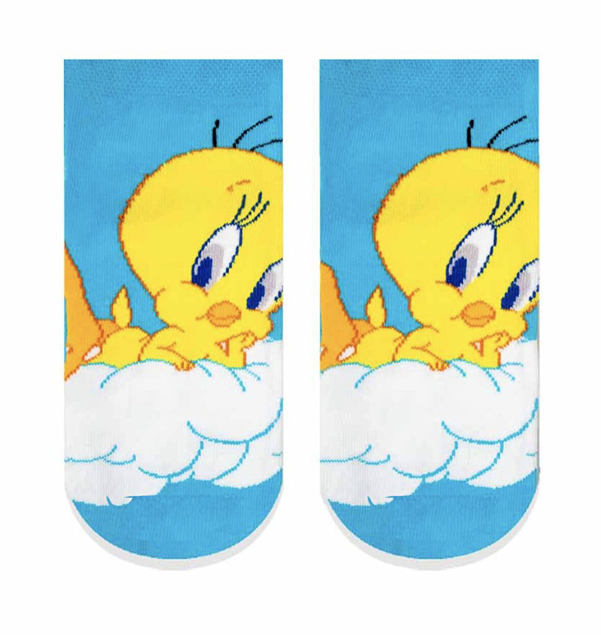 Tweety Desenli Mavi Renkli Kısa Patik Çorap 31-35