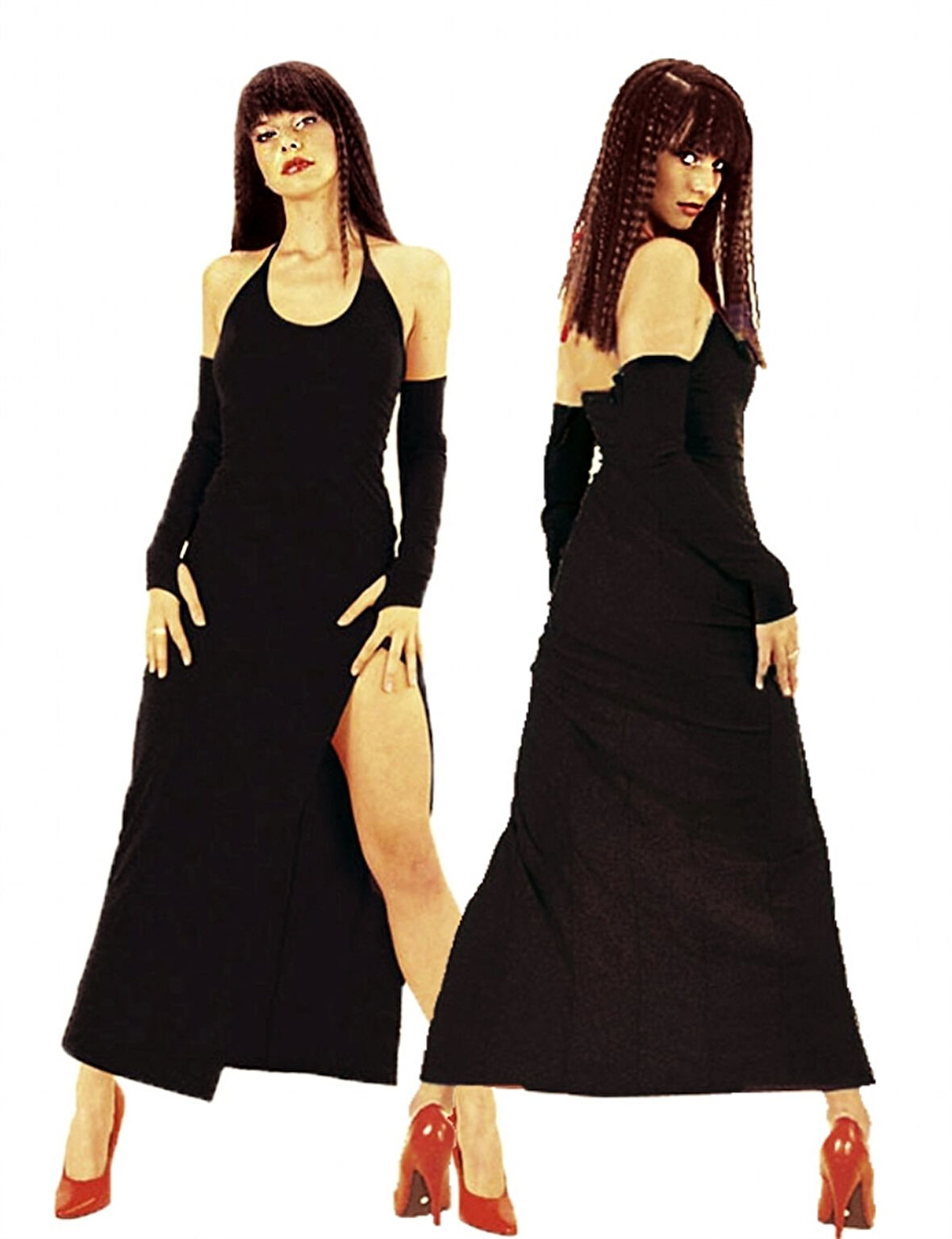 Tegan TP101199 Derin Yırtmaçlı Eldivenli Elbise