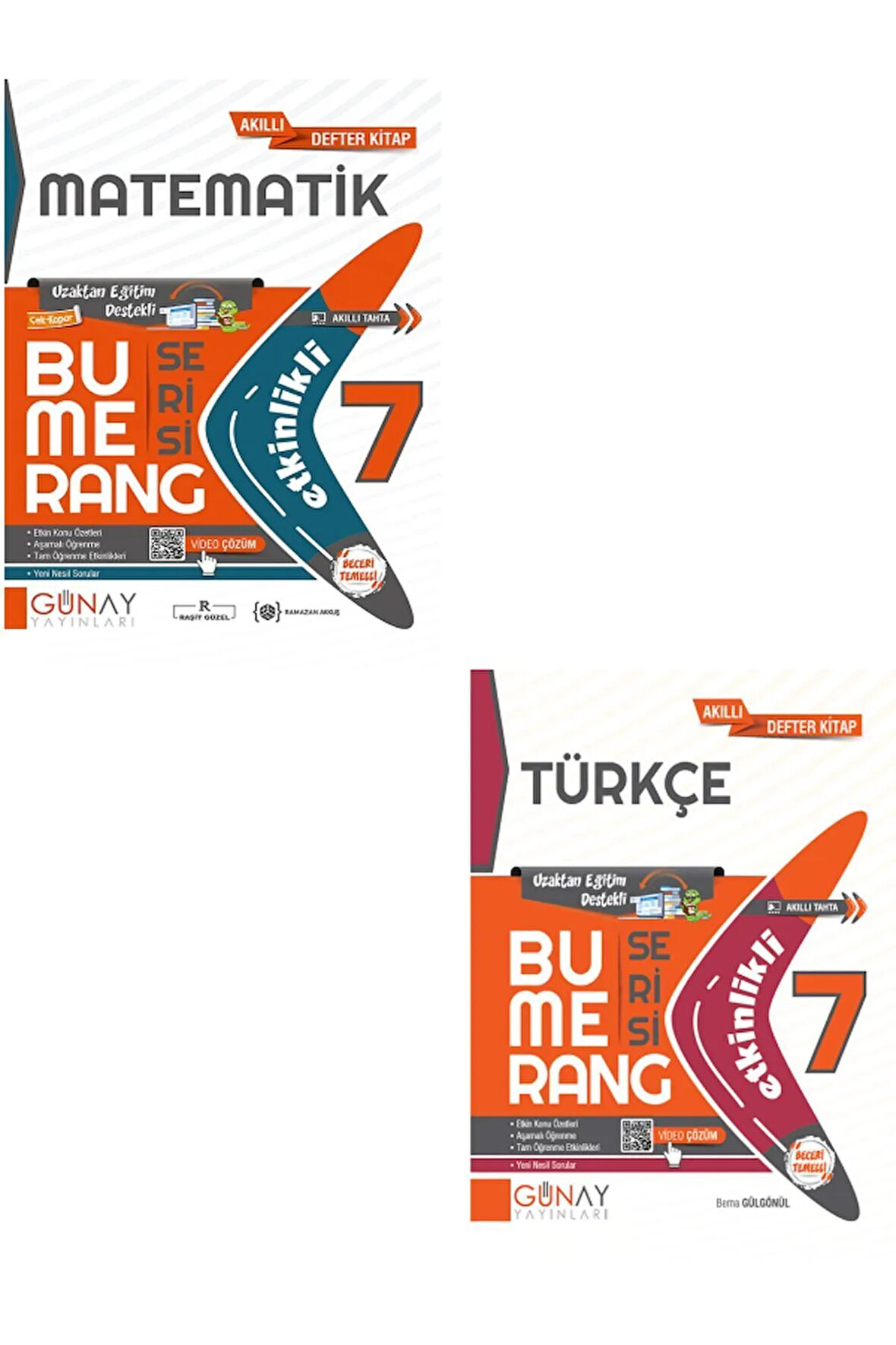 7.Sınıf Günay Bumerang Etkinlikli Matematik + Türkçe Kitabı ( 2 KİTAP SET ) Yeni Nesil