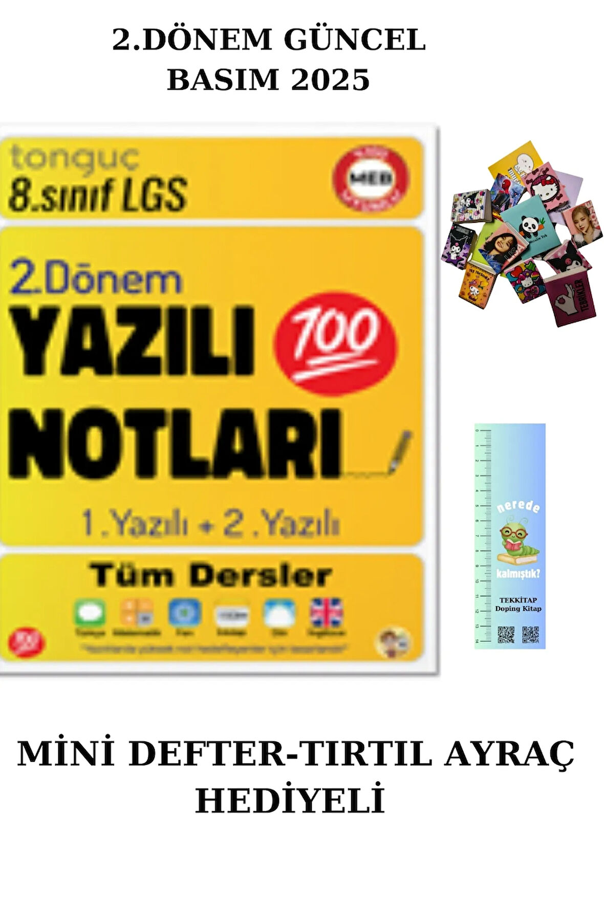 Tonguç 8. Sınıf Yazılı Notları 2. Dönem 1 ve 2. Yazılı 2025 (MİNİ DEFTER+TIRTIL AYRAÇ)