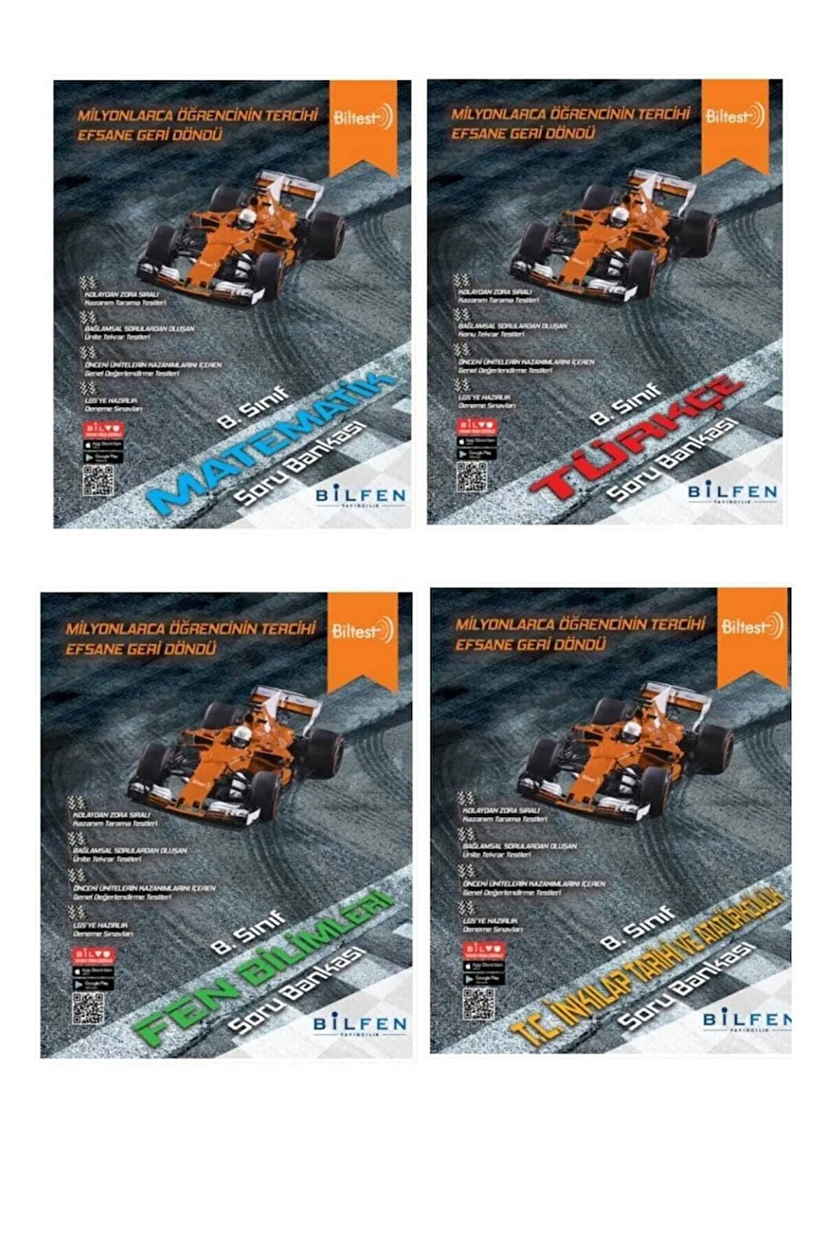 Bilfen 8. Sınıf M-f-i-t Biltest Soru Bankası (4 Kitap) 2022-2023