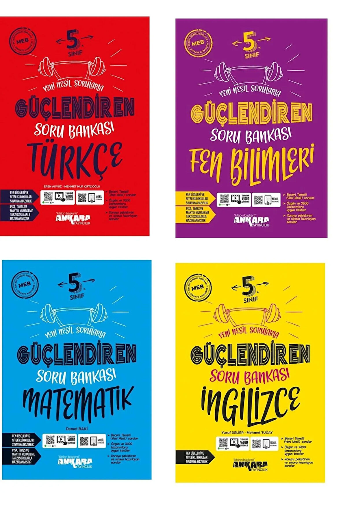 Ankara 5. Sınıf Matematik + Türkçe + Fen + Ingilizce Güçlendiren Soru Seti 4 Kitap 2023