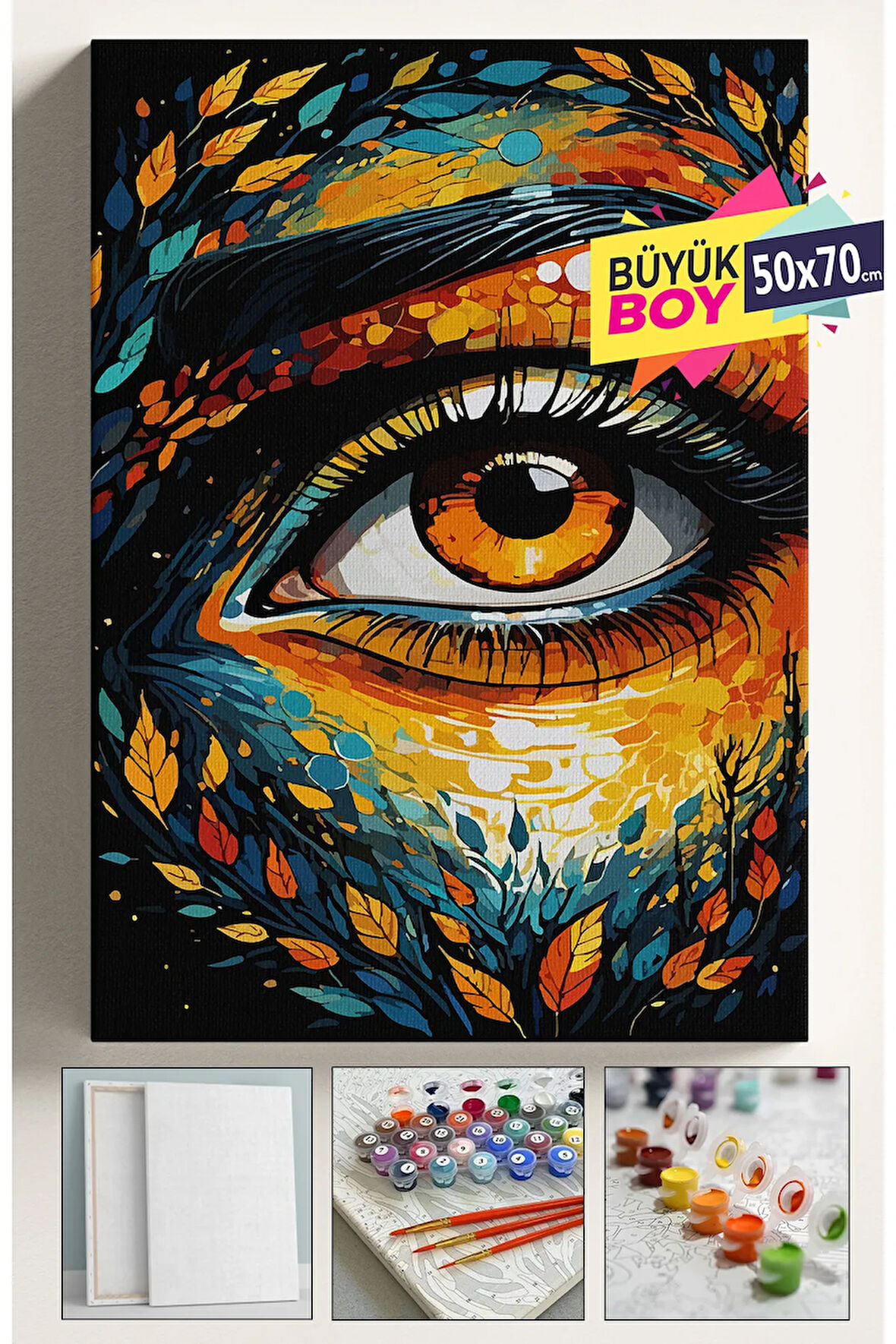 Sayılarla Boyama Seti Numaralı Tuval Fırça Boya Dahil Kasnaklı Set 50x70 Cm - TEK GÖZ