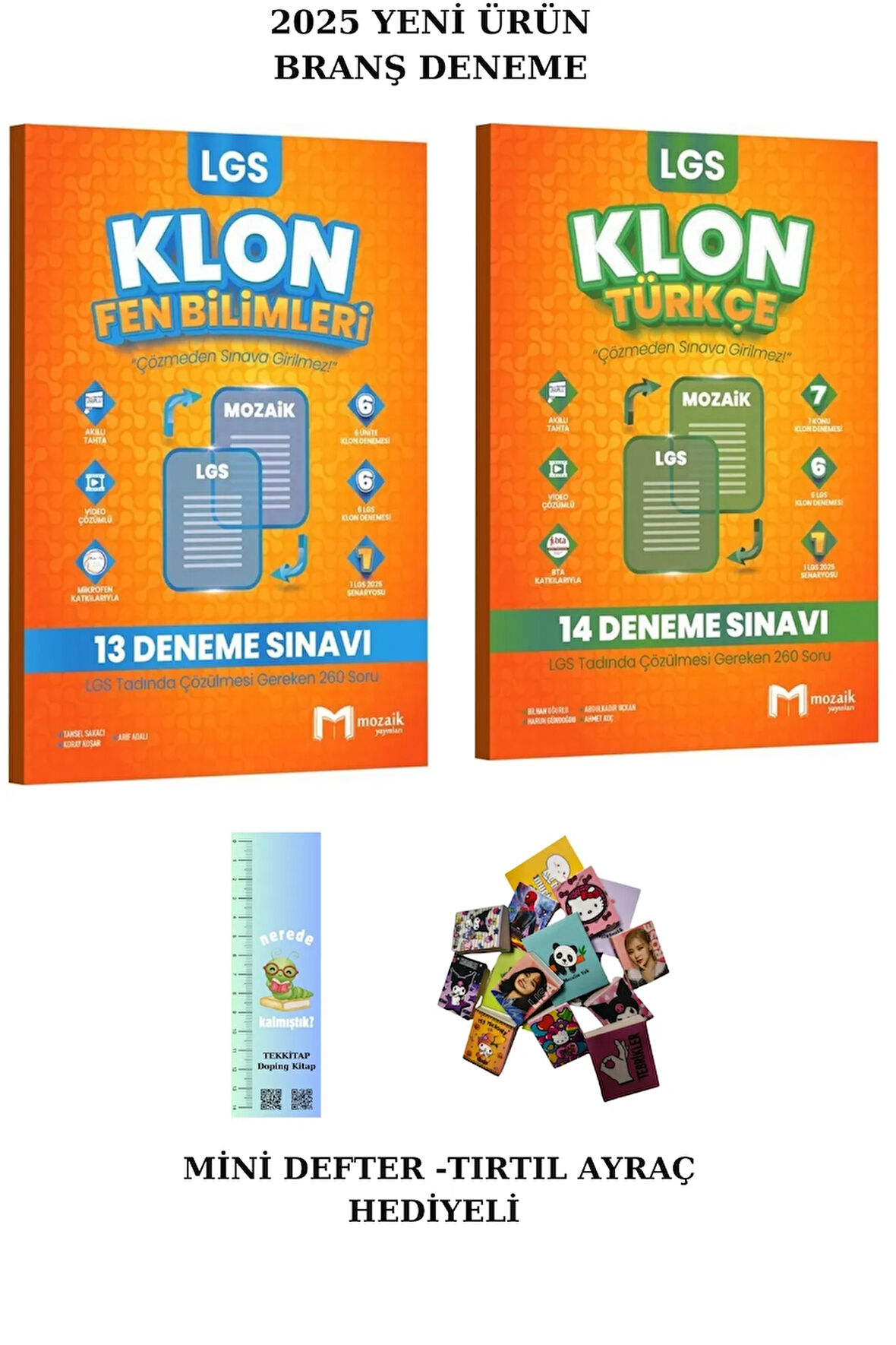 Mozaik 8. Sınıf Klon TÜRKÇE - FEN BİLİMLERİ  Branş Deneme Seti 2 KİTAP(TIRTIL A.+MİNİ D. )2025
