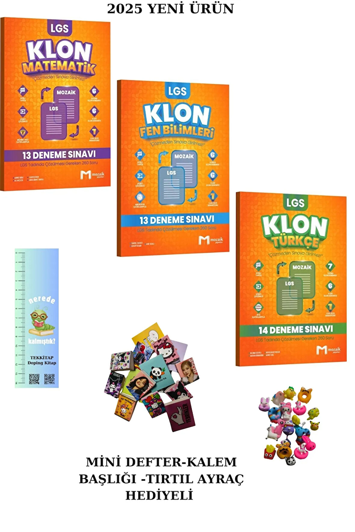 Mozaik 8. Sınıf Klon MAT-FEN-TÜRKÇE Branş Deneme Seti 3KİTAP(TIRTIL A.+MİNİ D.+KALEM B.)2025