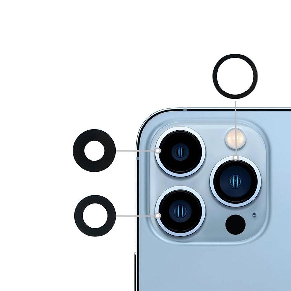 Apple iPhone 13 Pro İle Uyumlu Kamera Camı