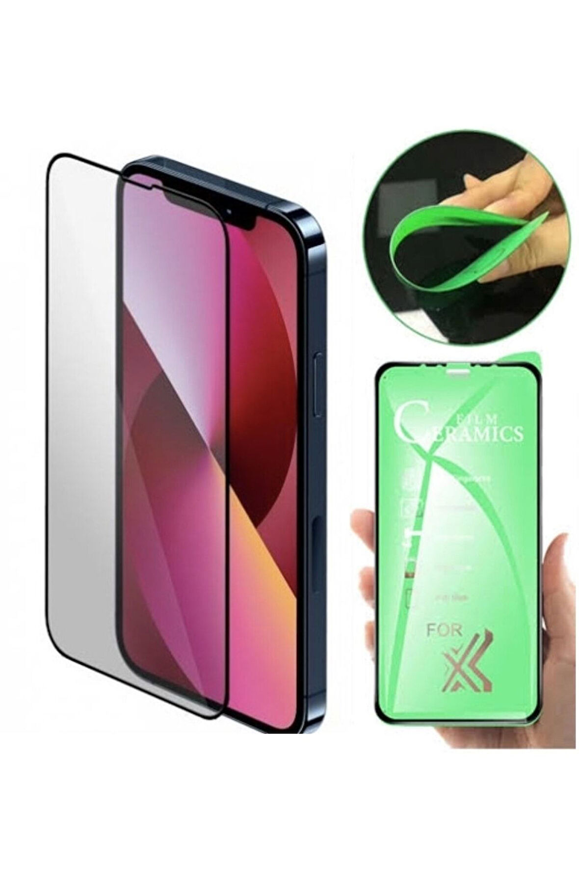 Iphone 13 Ve 13 Pro Ekran Koruyucu Ultra Seramik Nano Cam Esnek Tam Full Kaplayan Kırılmaz