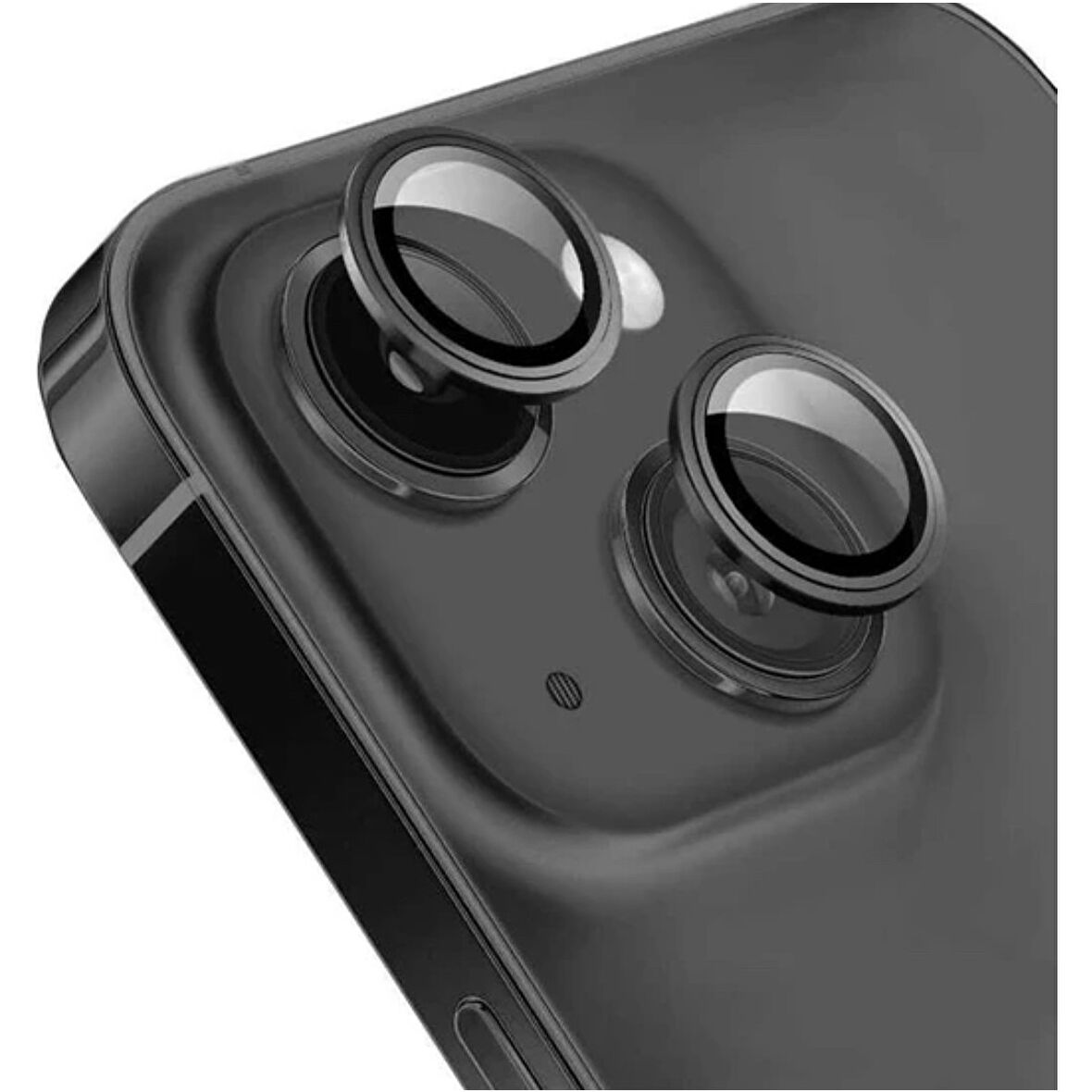 Iphone 14 Kamera Koruyucu Lens Mercek Metal Çerçeveli 2li Set Siyah Black