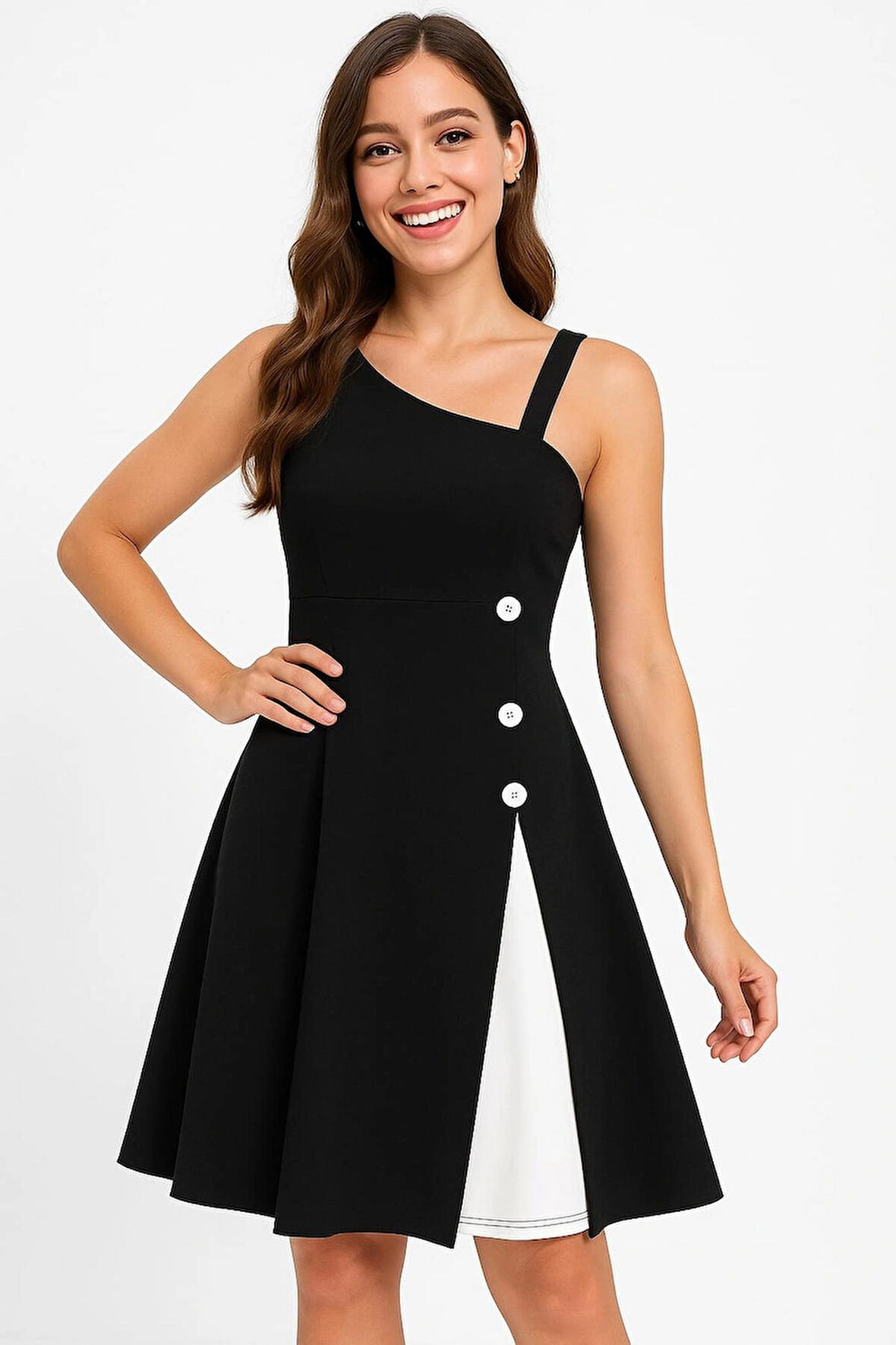 Kadın Tek Omuzu Şerit Askılı Elbise