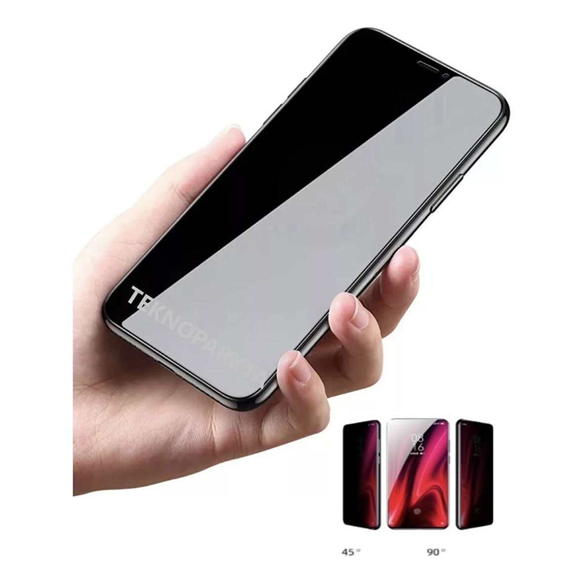 Xiaomi Poco C40 Hayalet Ekran Koruyucu Privacy Gizlilik Filitreli Tam Kaplayan Cam