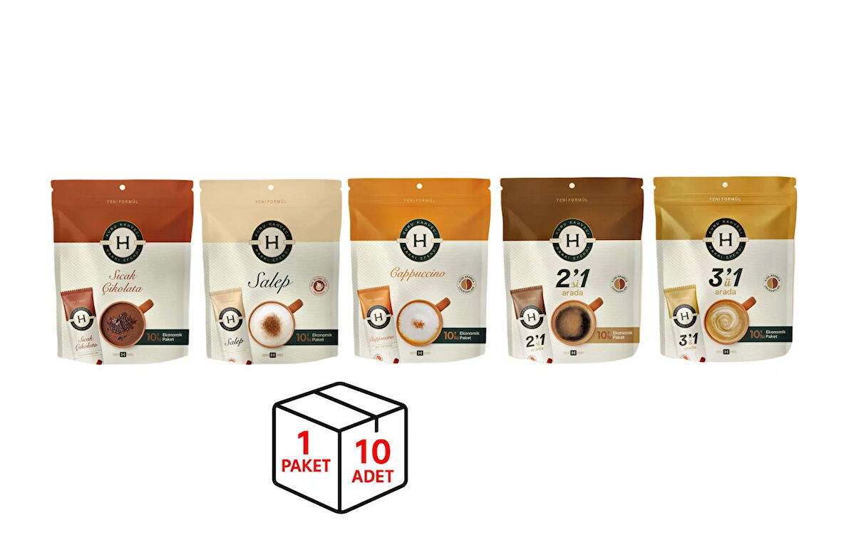 10’ lu Karışık Sıcak İçecek Paketi (Sıcak Çikolata-Salep-Cappuccino-2’si 1 Arada-3’ü 1 arada)
