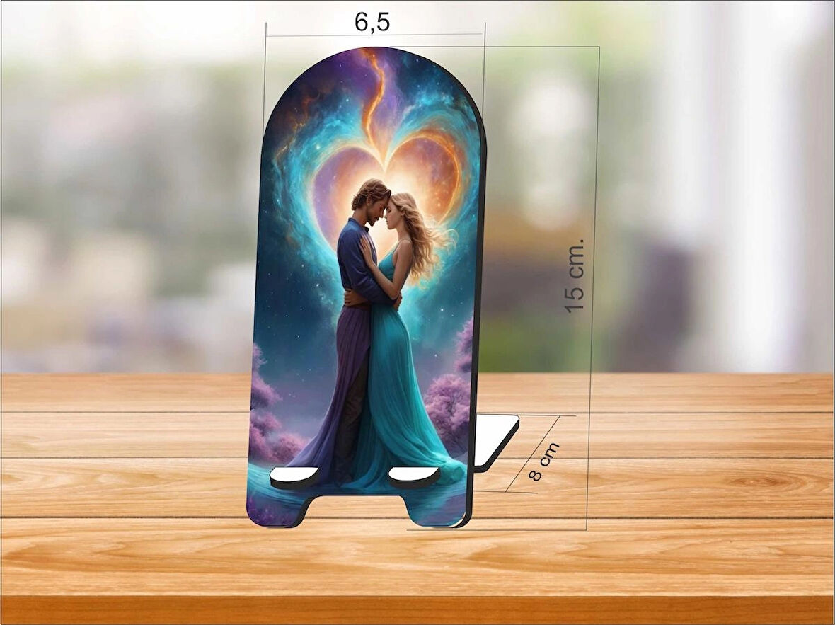 2 Adet Ahşap Sevgililer Günü v2 Telefon Tutucu Masaüstü Telefon