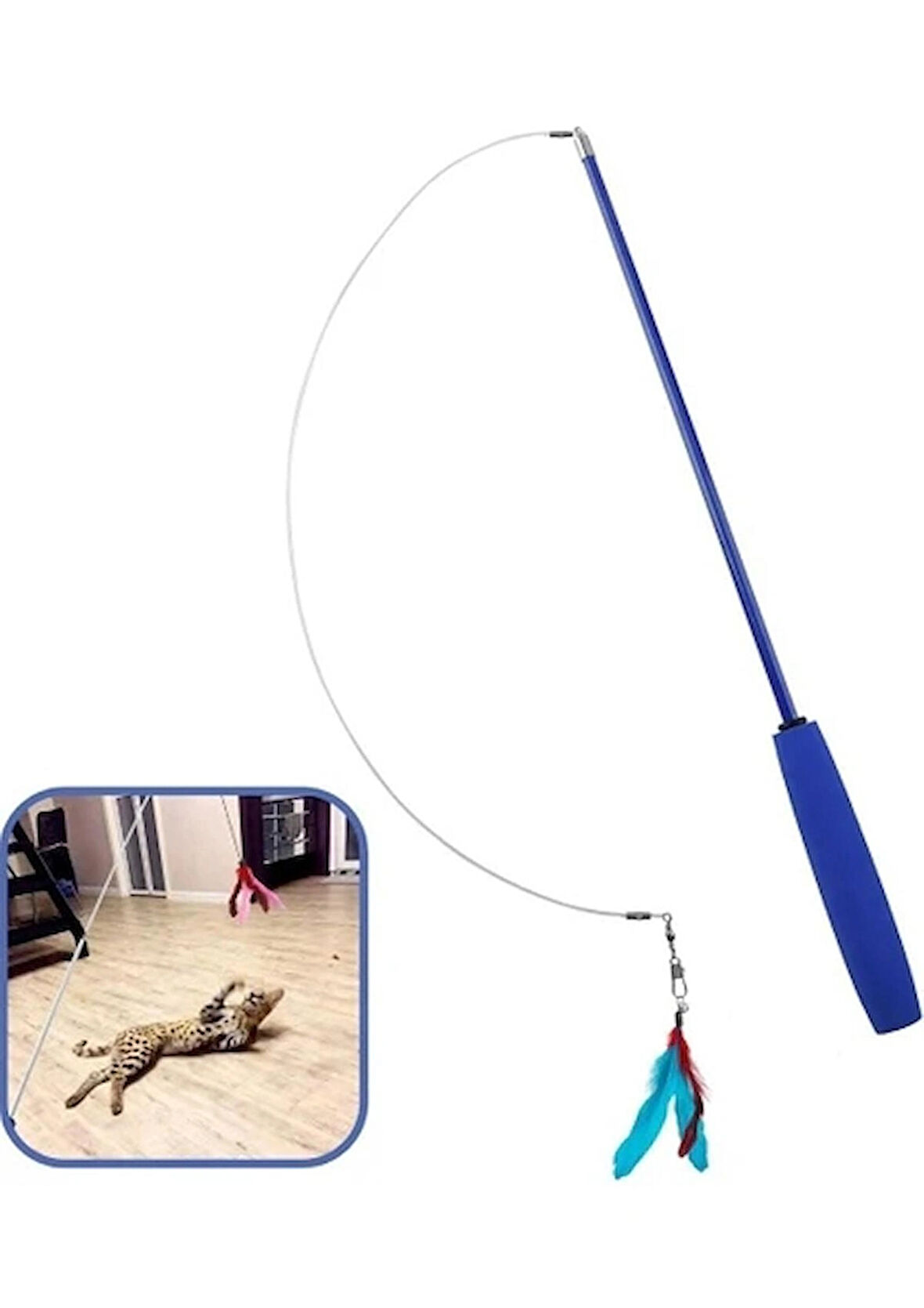 Bak Gel Al Teleskopik Zilli Tüylü Kedi Oltası | Uzunluk Ayarlı Esnek Saplı Eğlenceli Kedi Oyuncağı, Etkileşimli Oyuncak