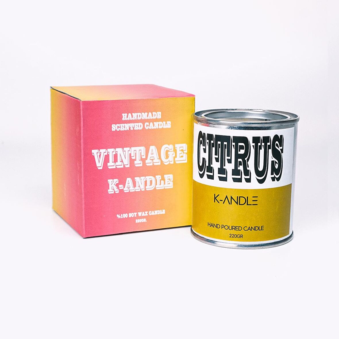 Vintage Citrus Kokulu Teneke Soya Mum 220GR.