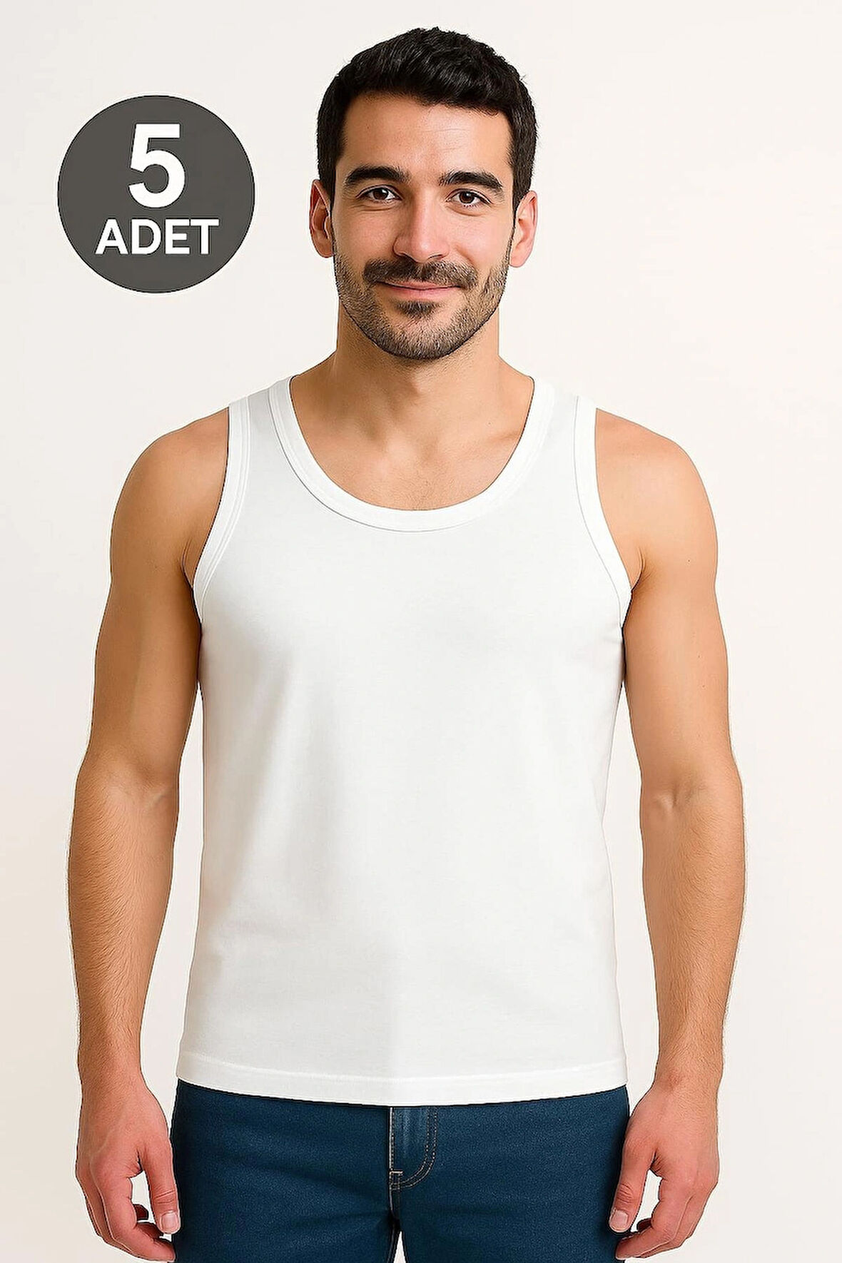 Beyaz Askılı Erkek Atlet 5 Adet %100 Pamuk