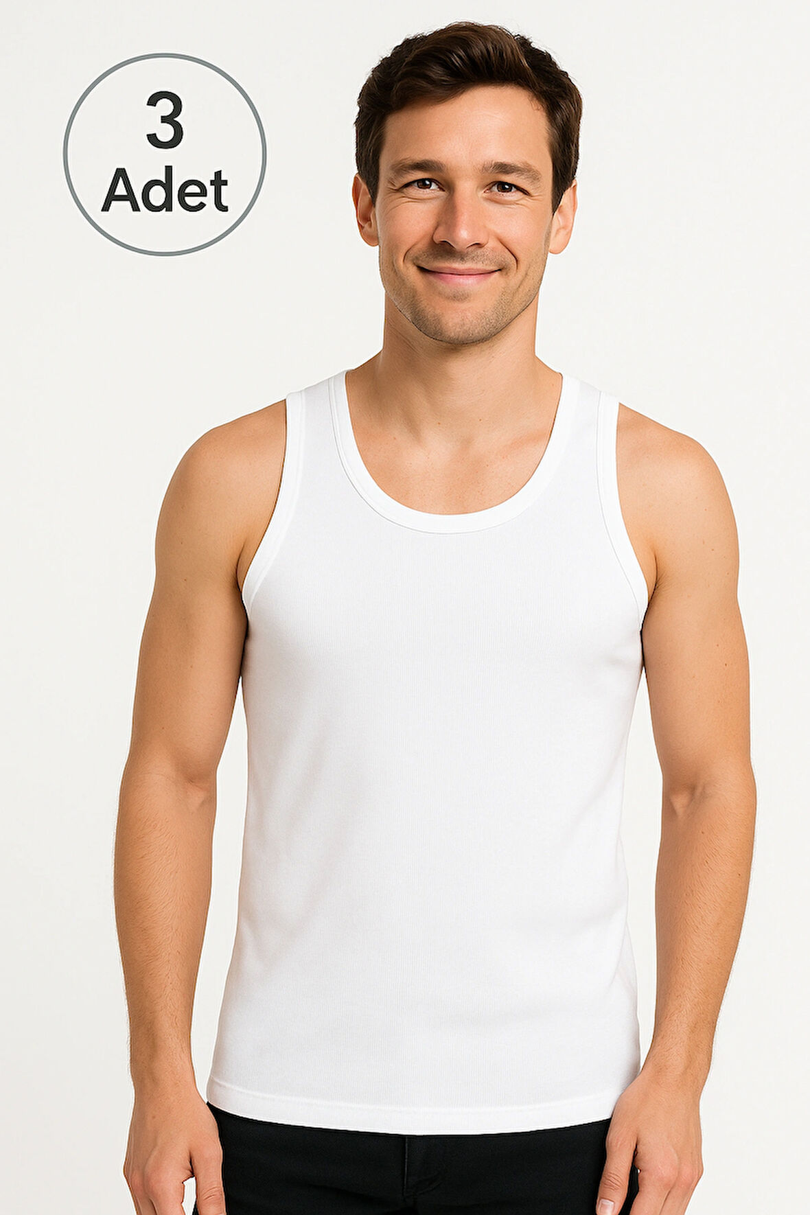 Beyaz Askılı Erkek Atlet 3 Adet %100 Pamuk