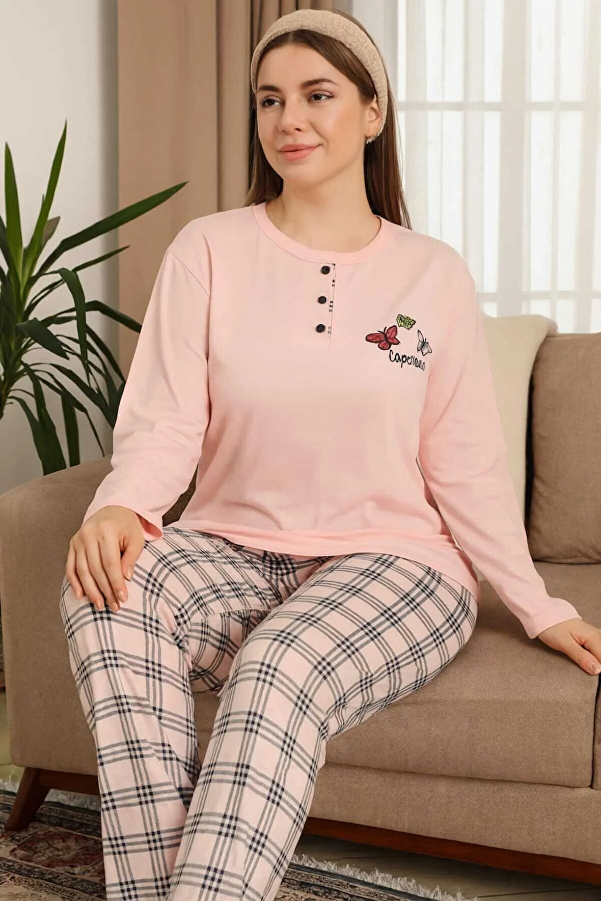 Geniş Kalıp Kadın Pijama Takımı %100 Pamuk