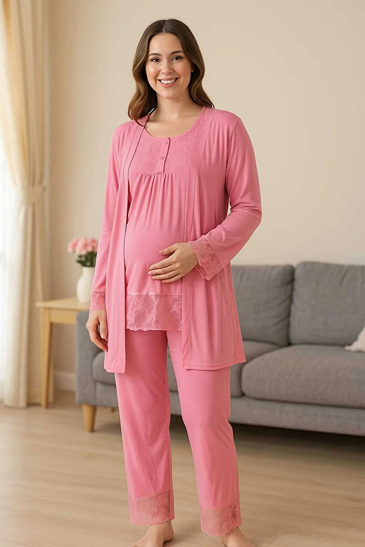 3 Parça Hamile Pijama Takımı