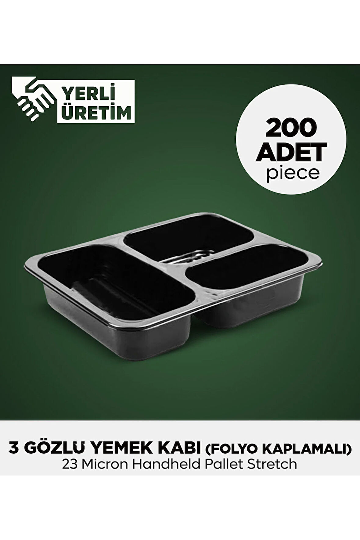 3 Gözlü Yemek Kabı 200 Adet