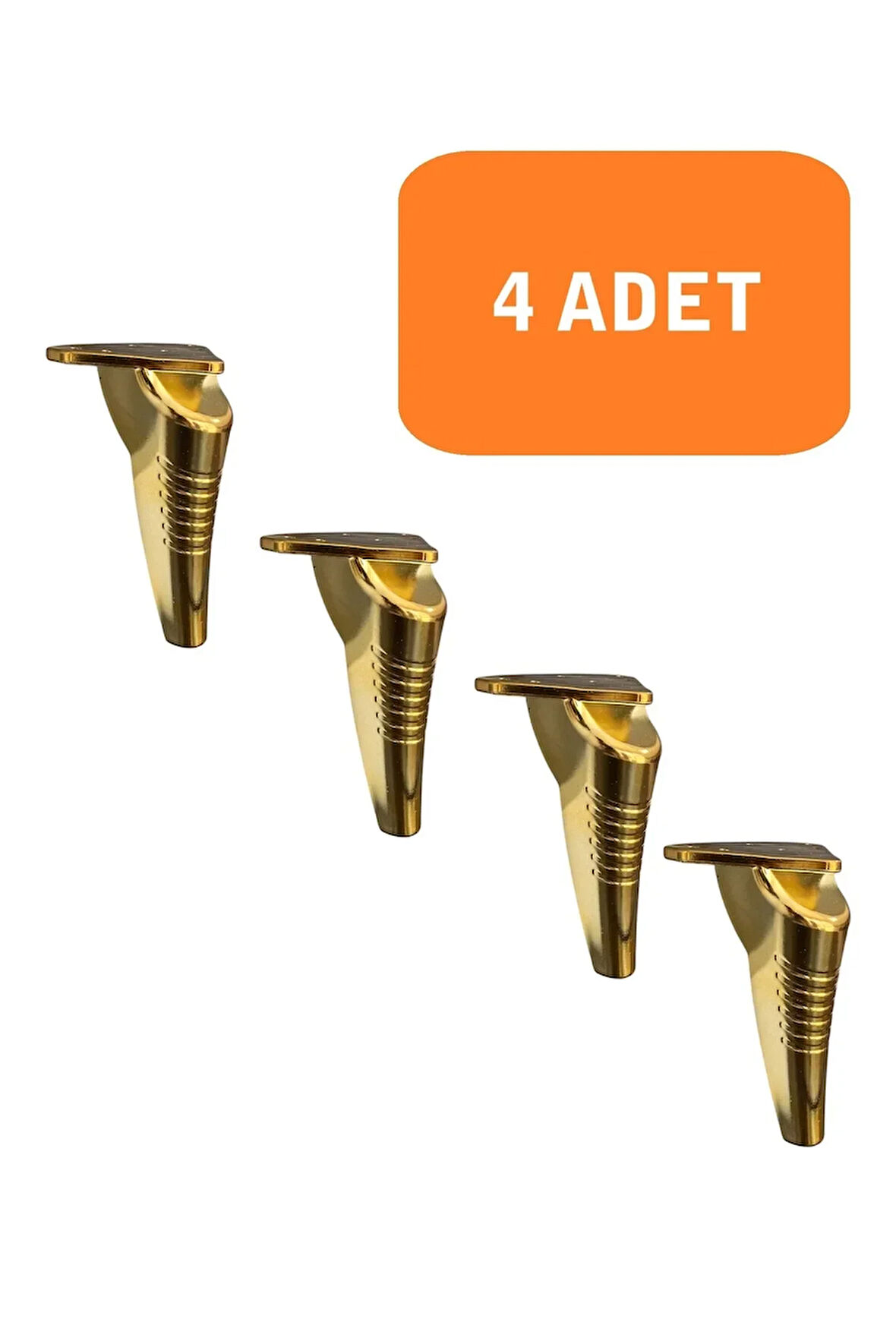 Kanepe Koltuk Tv Ünitesi Konsol Yükseltme Çizgili Model Plastik Ayak 19 Cm Gold Renk 4 Adet