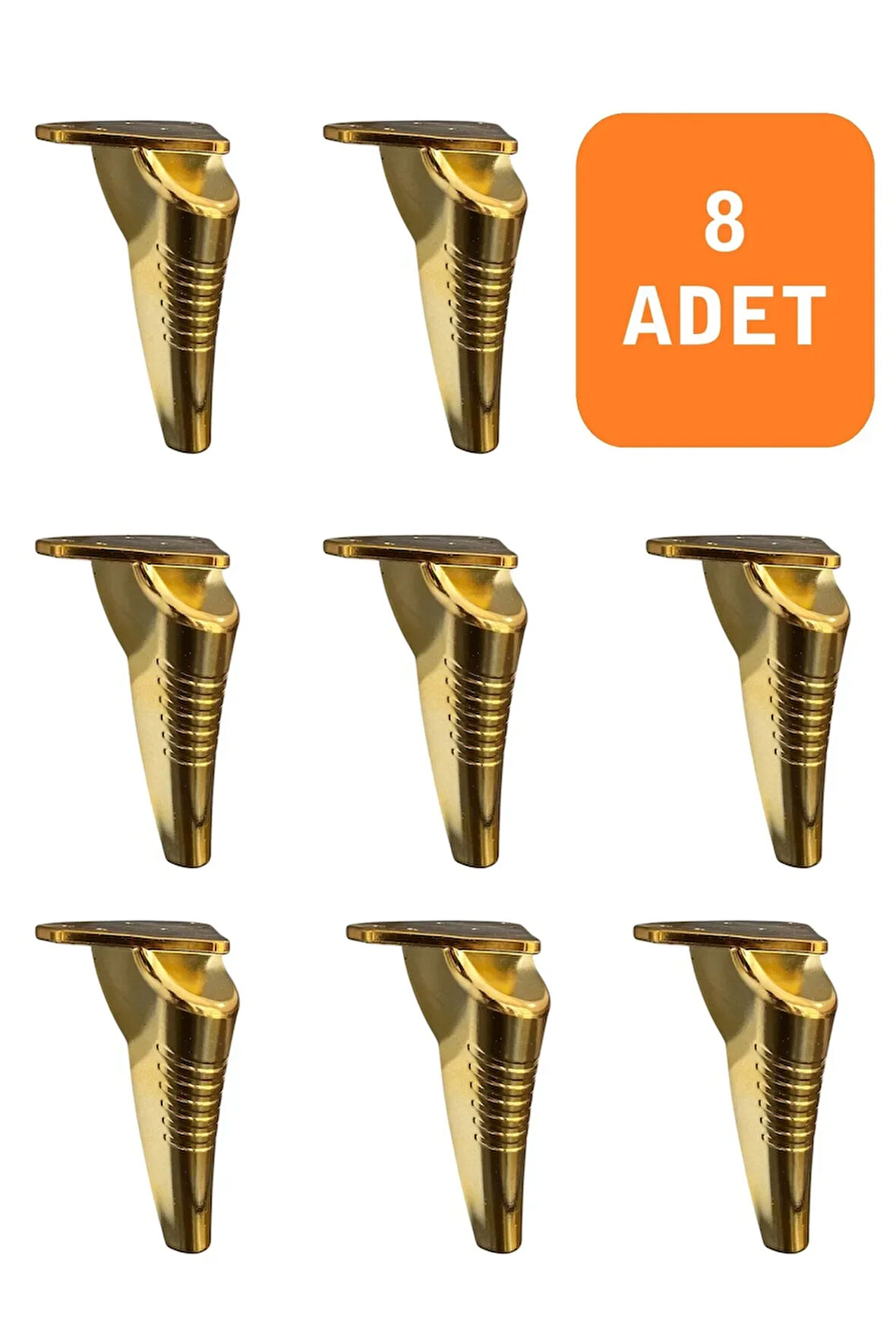 Kanepe Koltuk Tv Ünitesi Konsol Yükseltme Çizgili Model Plastik Ayak 19 Cm Gold Renk 8 Adet
