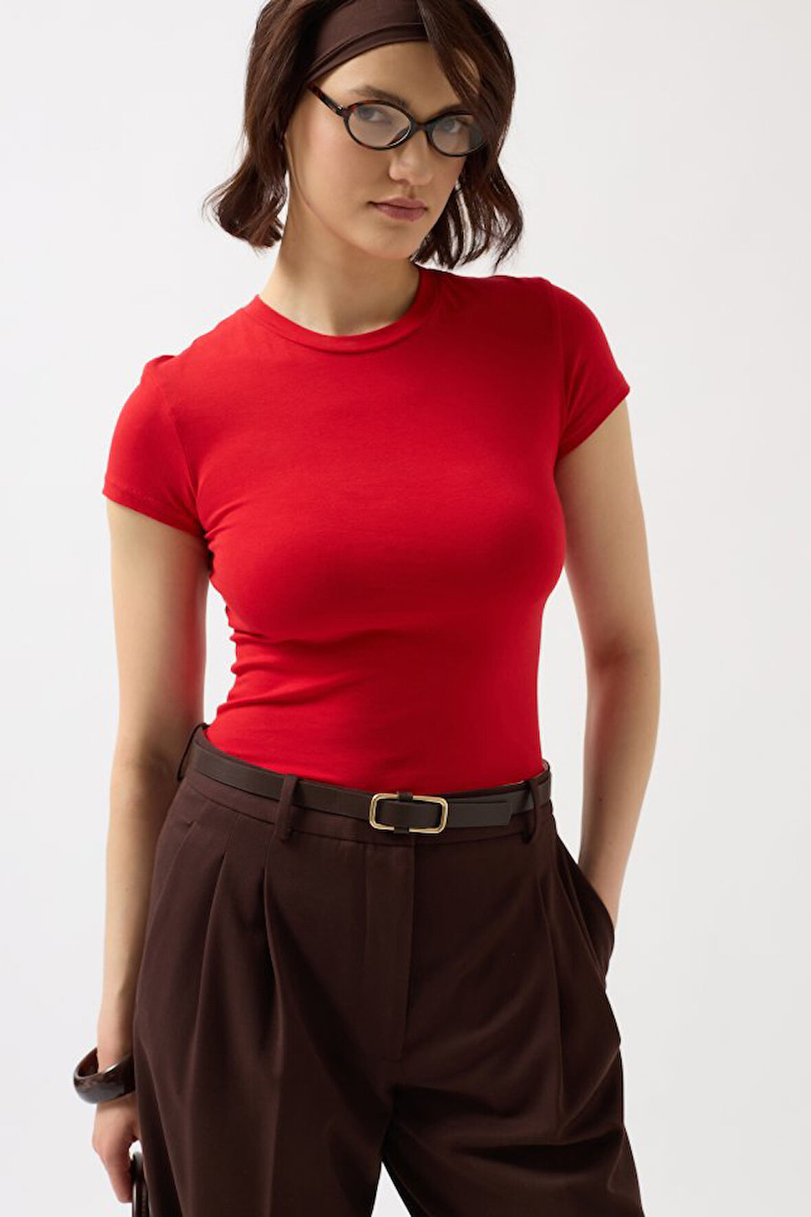 Teusta Likralı Basic T-Shirt