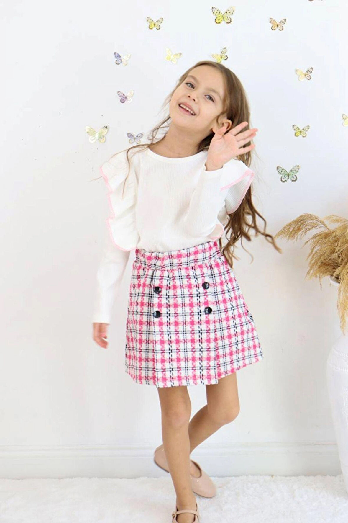 KIZ ÇOCUK FİTİLLİ FIRFIR DETAYLI ETEKLİ 2'Lİ TAKIM SNM3